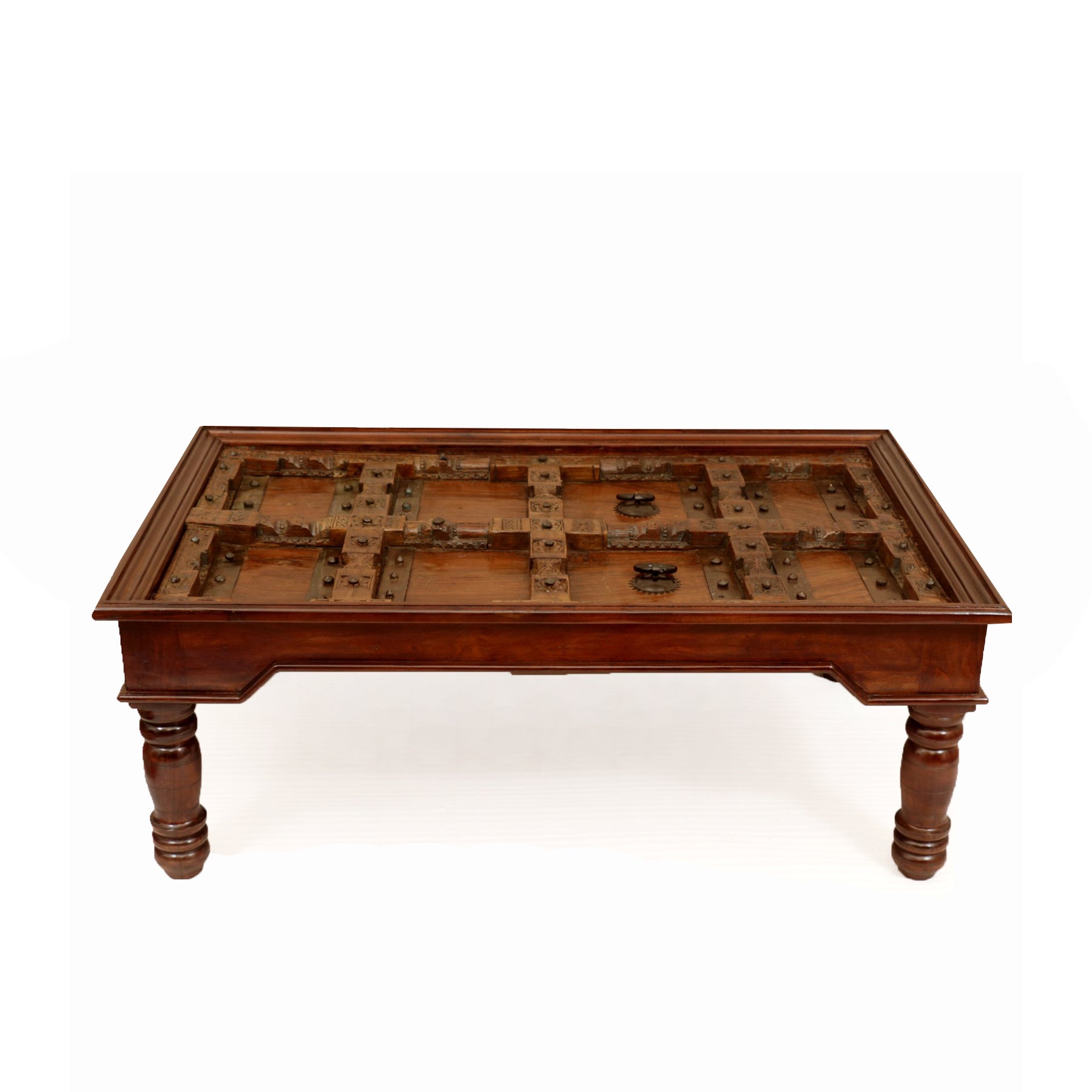 Door Inspired Coffee Table with Glass Coffee Table