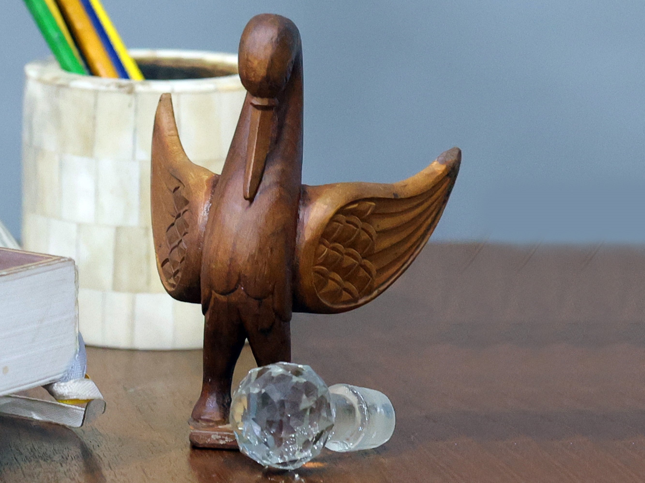 Wooden Palm sized Flying Bird decor Animal Figurine
