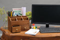 10-Compartment Wood Desk Organizer Desk Organizer