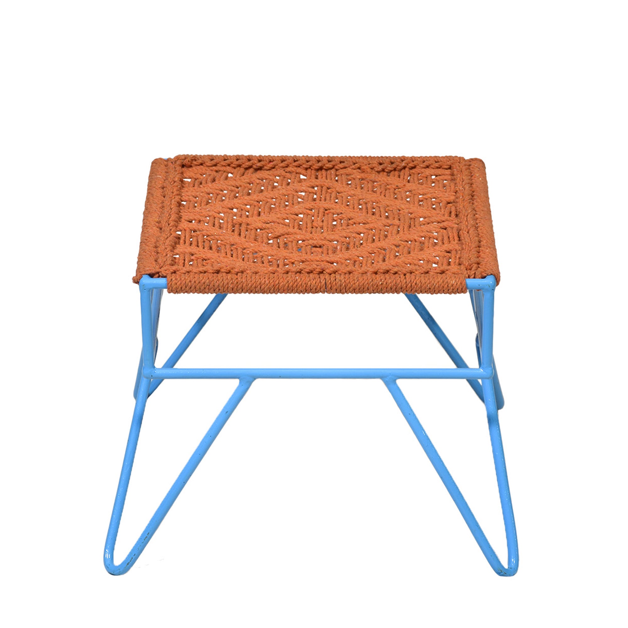 Blue Legs Organge thread Woven metallic Stool Stool