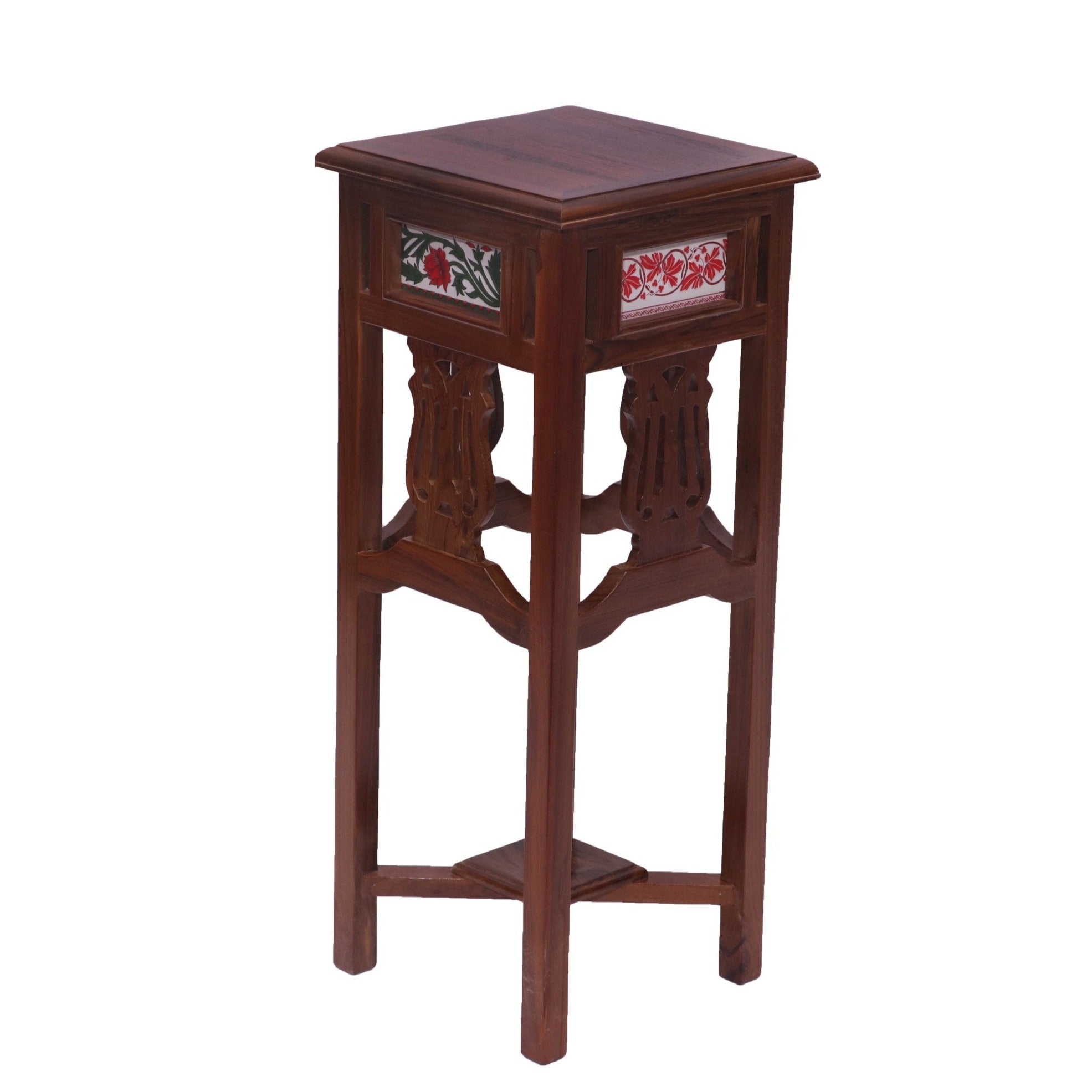 Tall Teakwood Table End Table