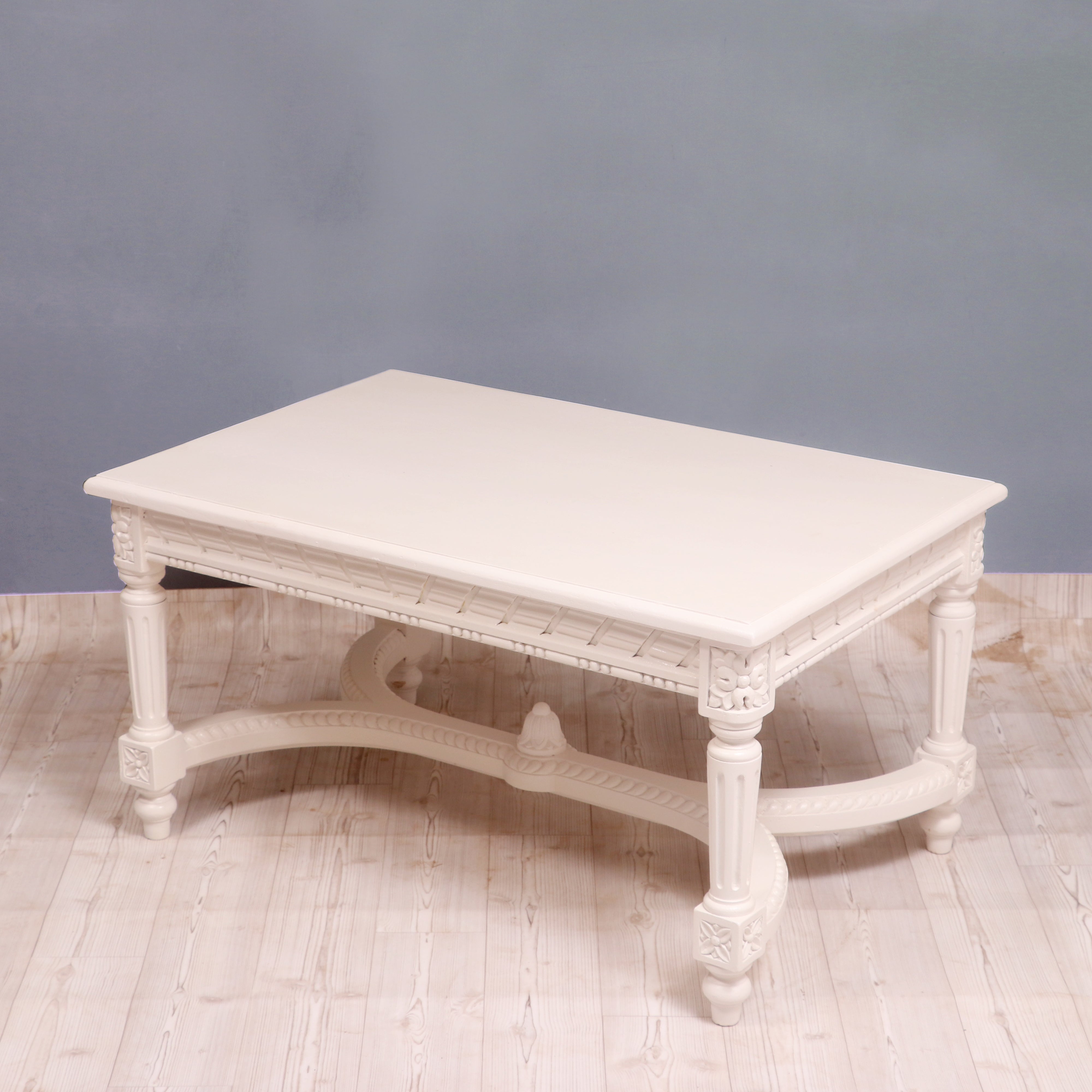 Ethnic carved intricate design white duco teak wood Coffee table Coffee Table