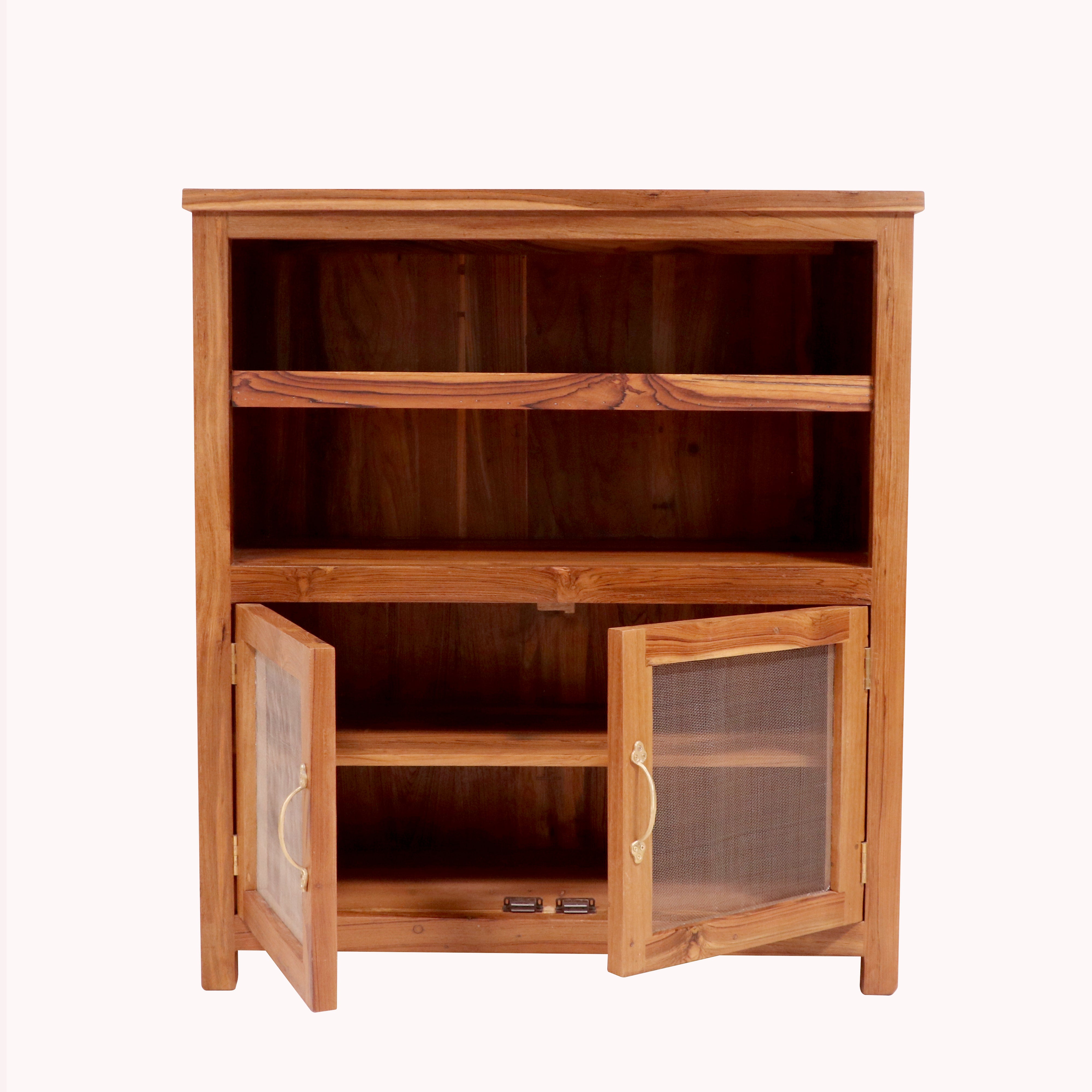 Teak wood wire mesh double door storage cupboard Cupboard