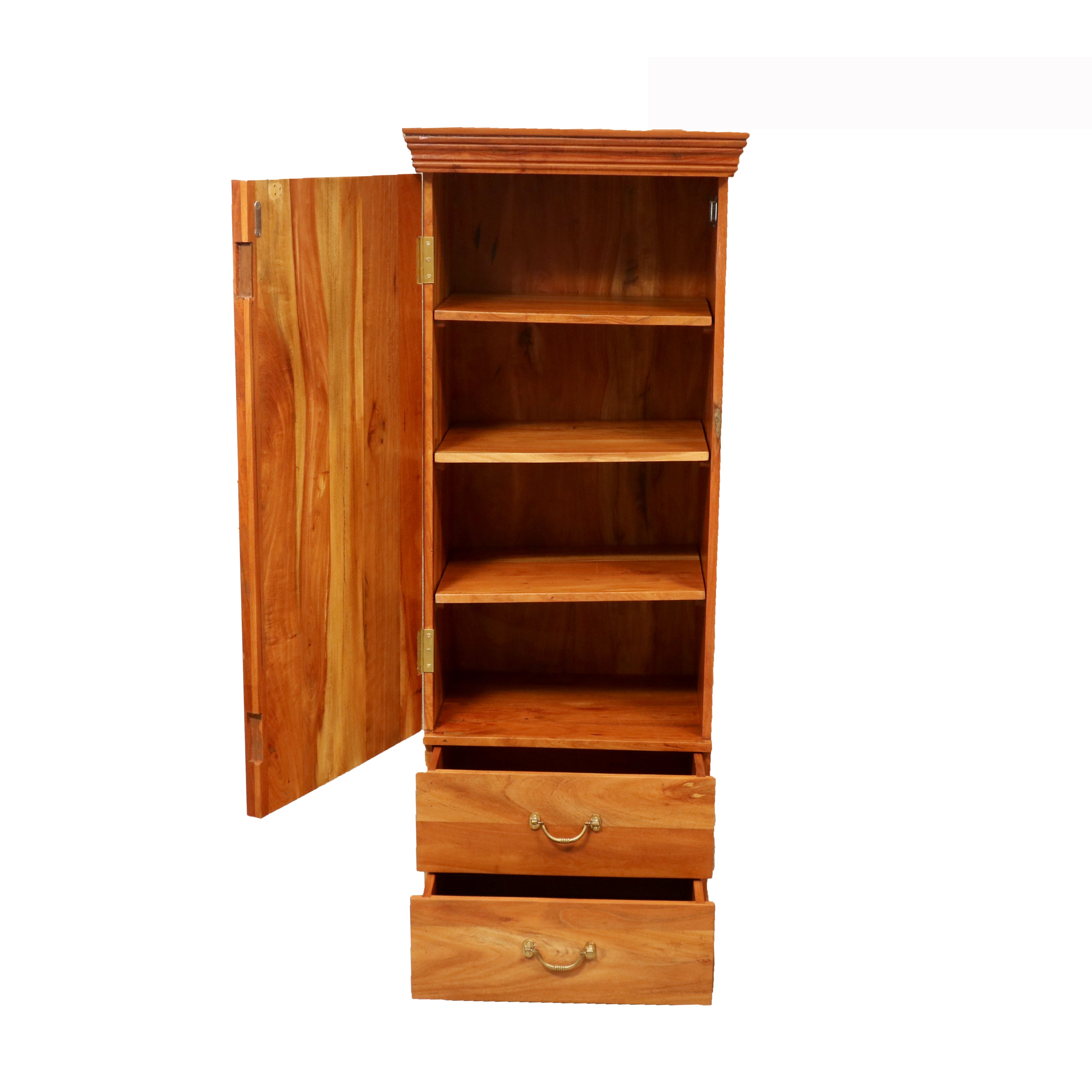 Natural Tone Solid Wood Rustic Cabinet Showcase