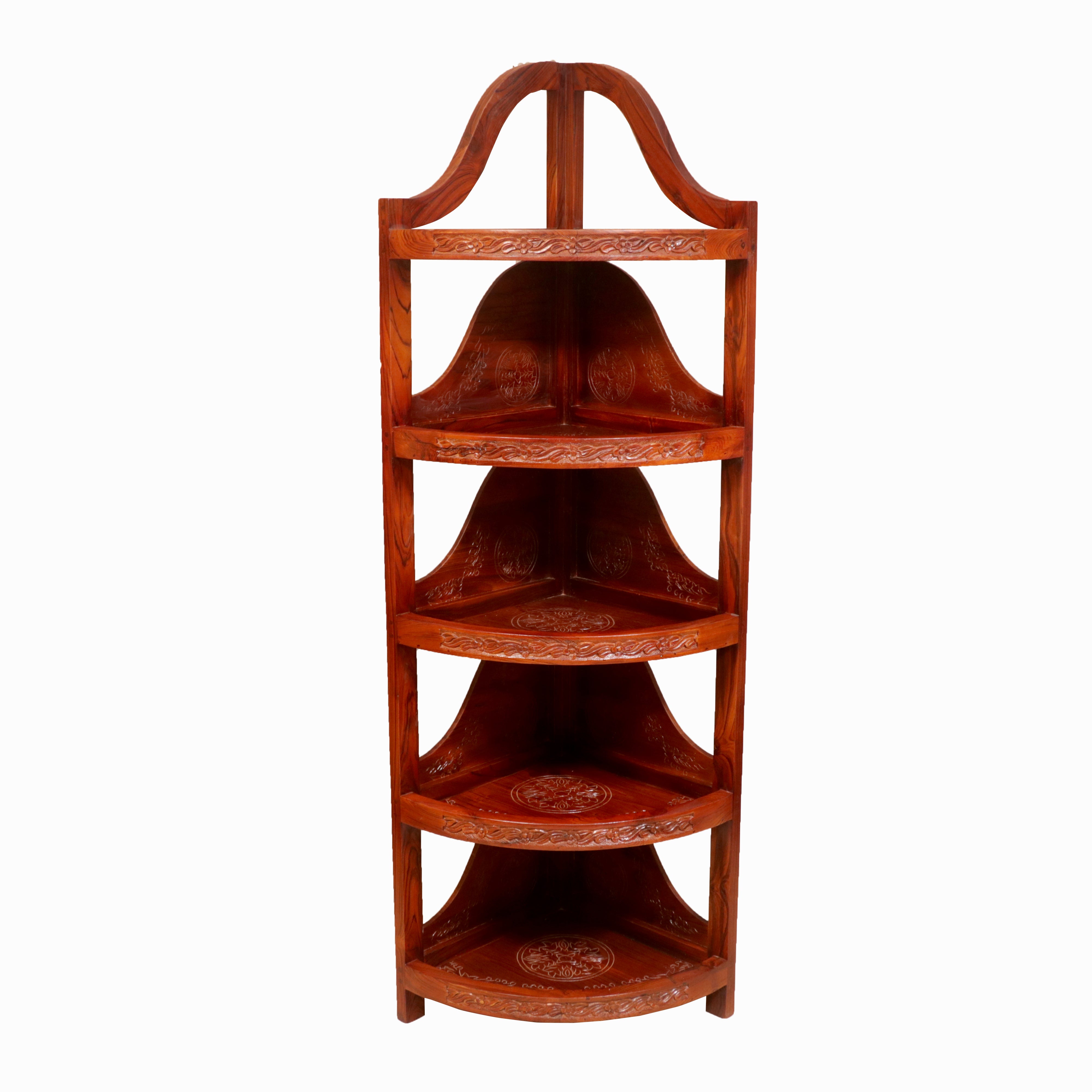 Carved Semi-Round Corner Rack Book Rack