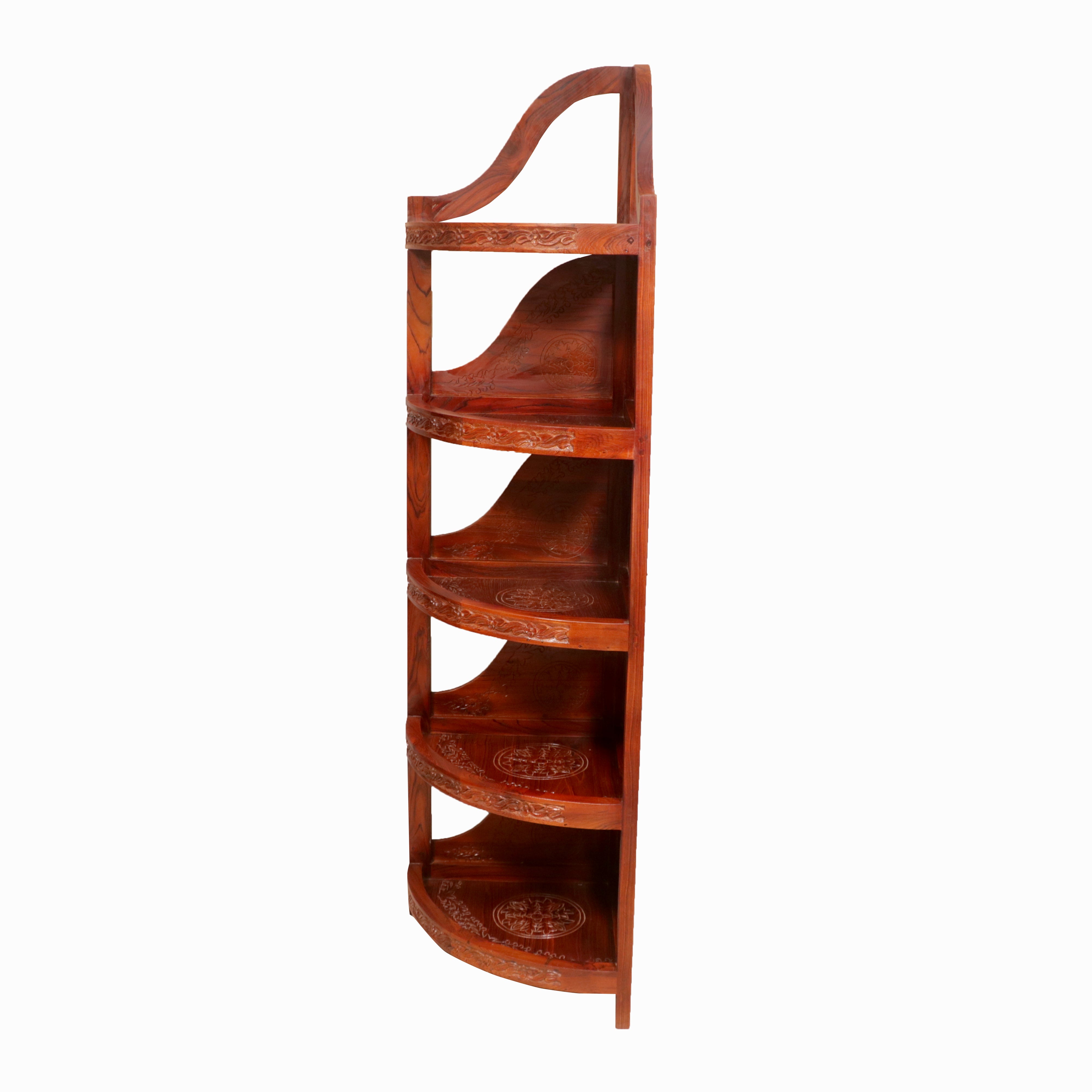Carved Semi-Round Corner Rack Book Rack