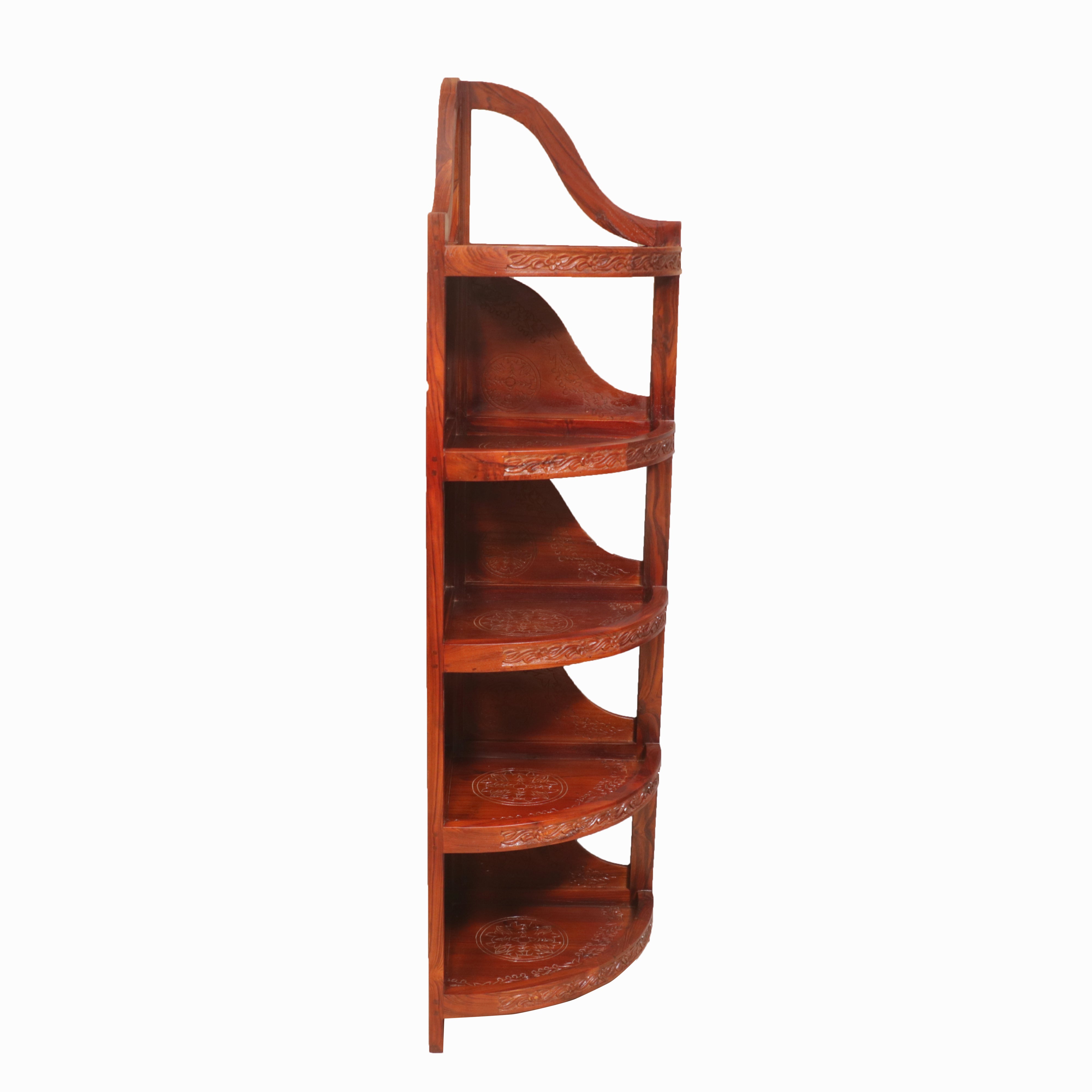 Carved Semi-Round Corner Rack Book Rack