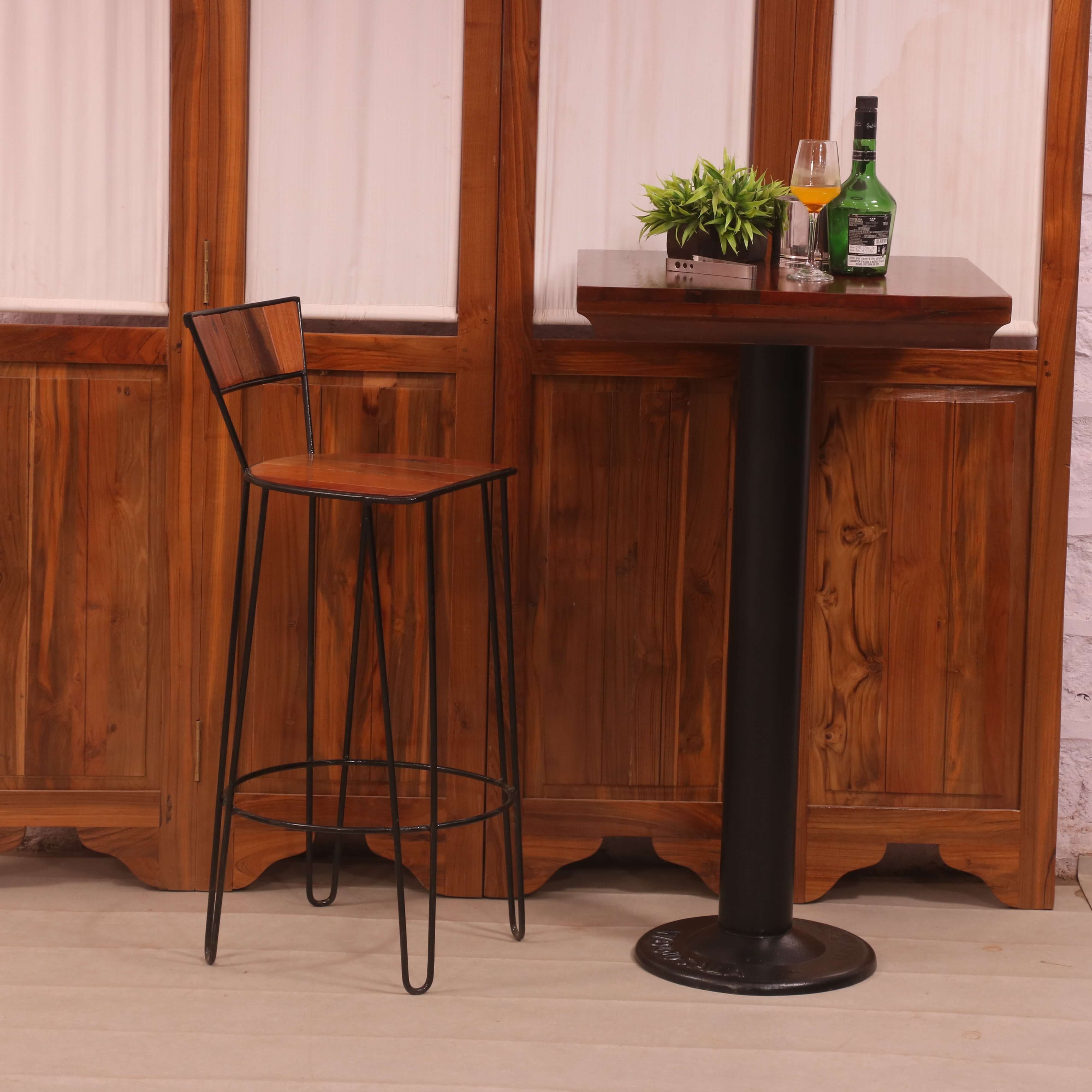Quirky Iron Handmade Long Heighted Wooden Bar Chair Bar Chair
