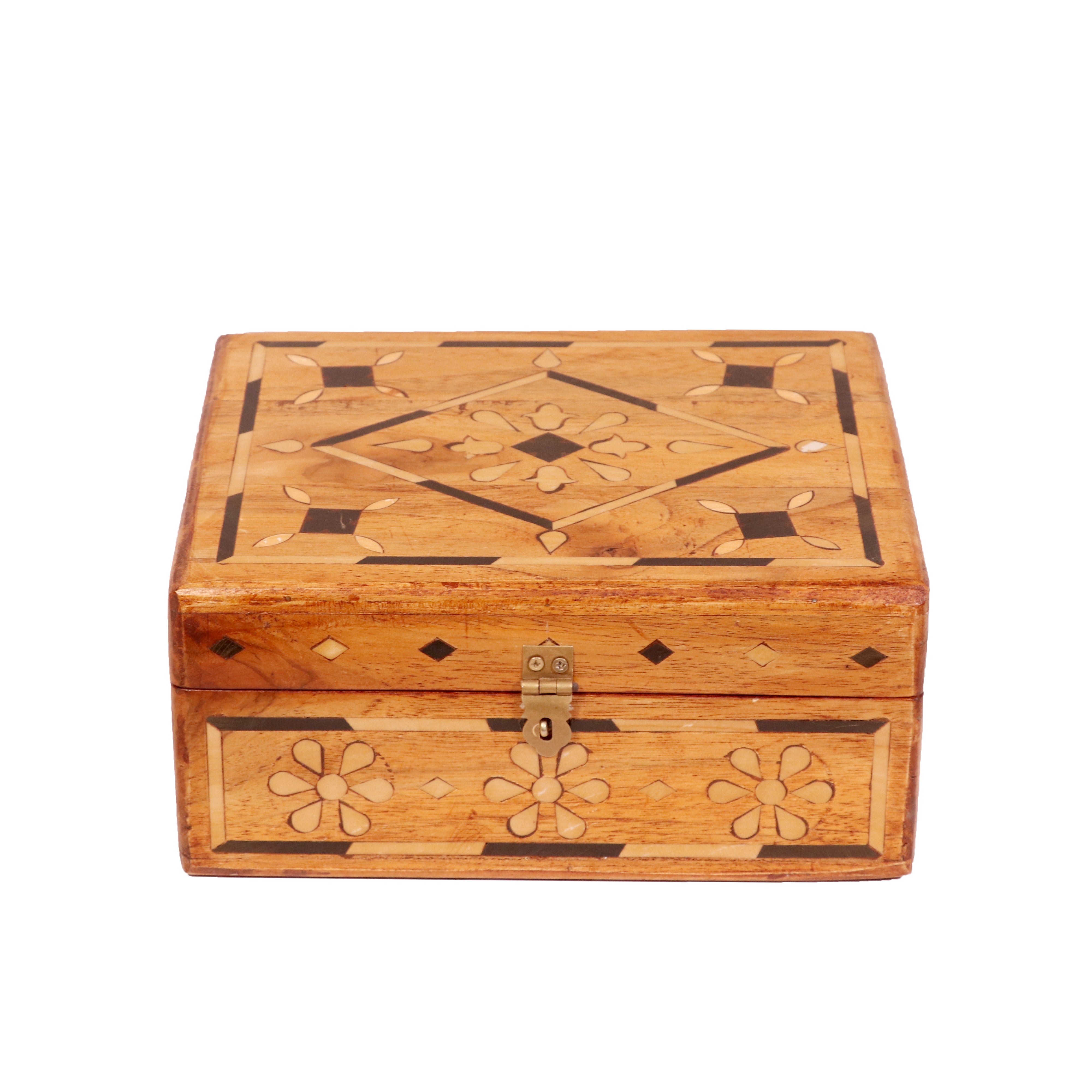 Vintage Flower Carved Style Handmade Wooden Multiple Storage Box Wooden Box