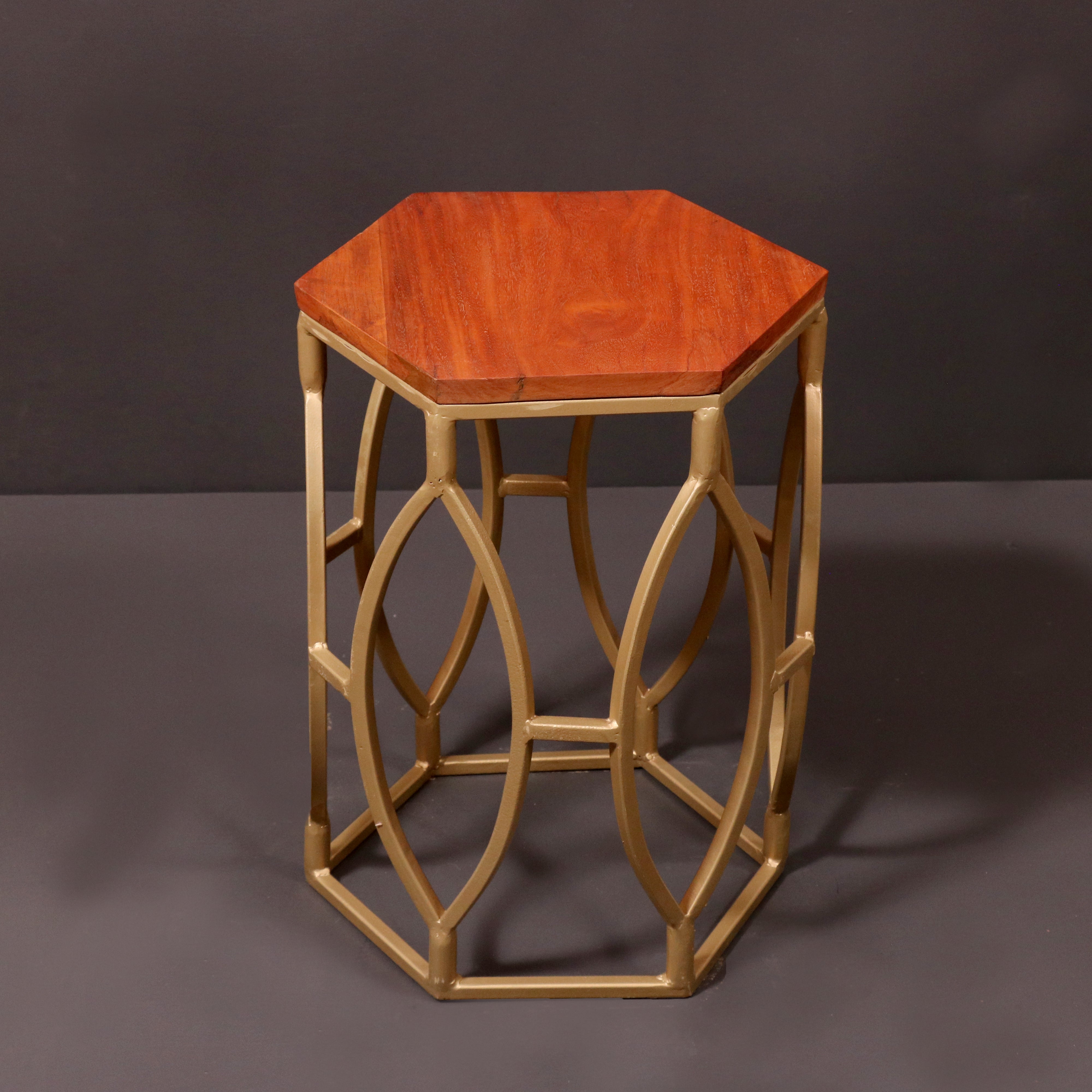 Hexagonal Metallic Coffee Table (Golden) End Table