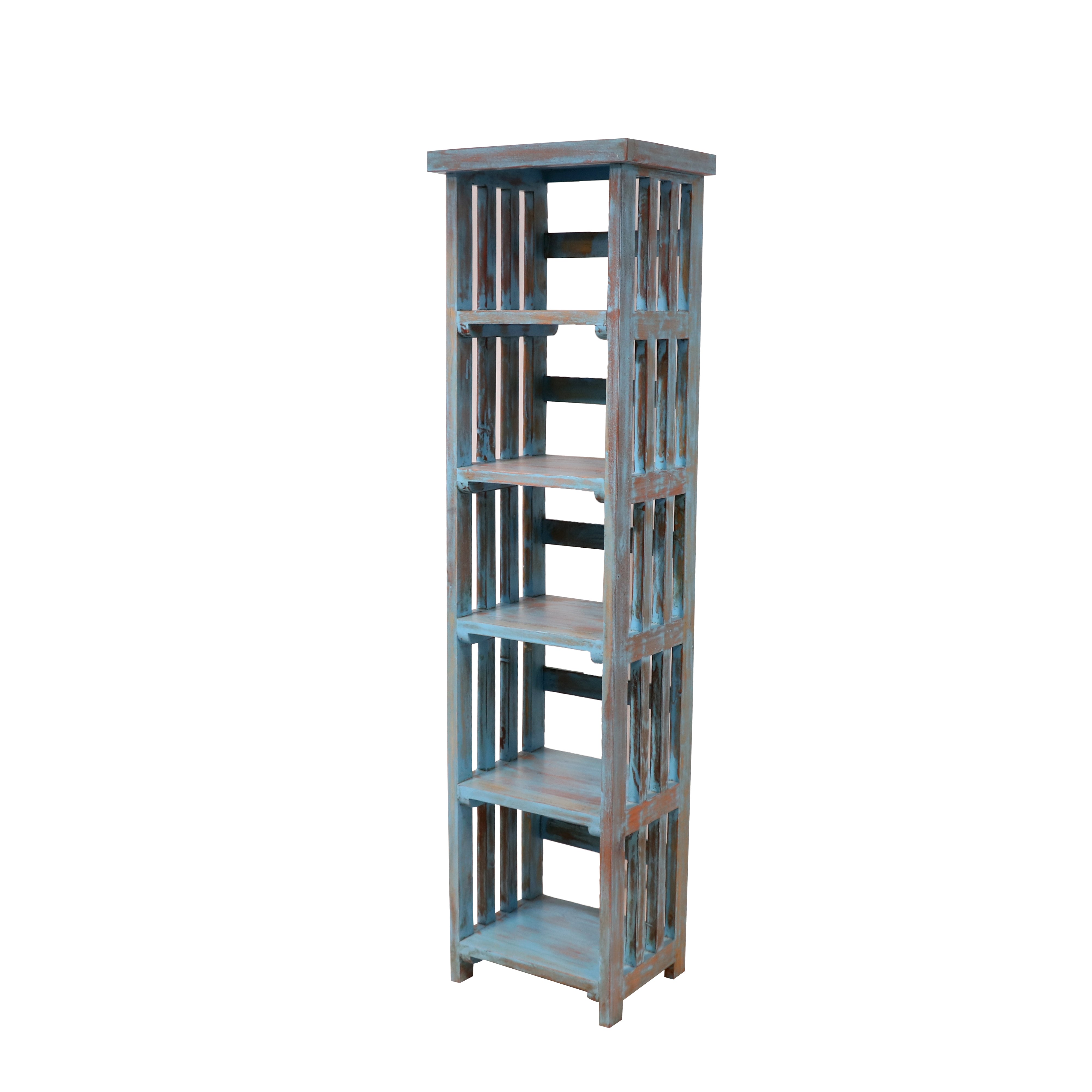 Wooden Strip Concept Open Rack Book Rack