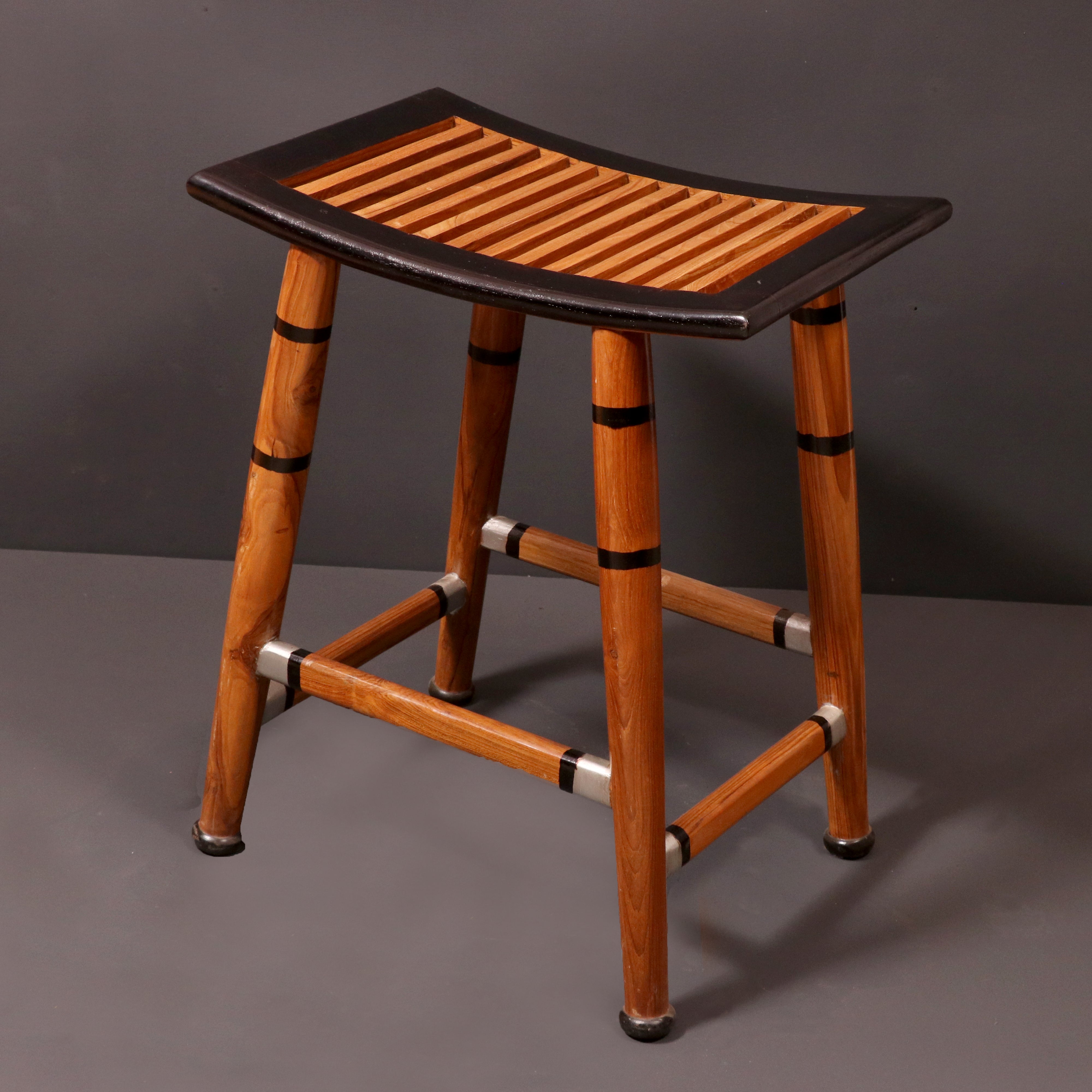 Silver Black Duo Curved Top Contemporary Stool Stool