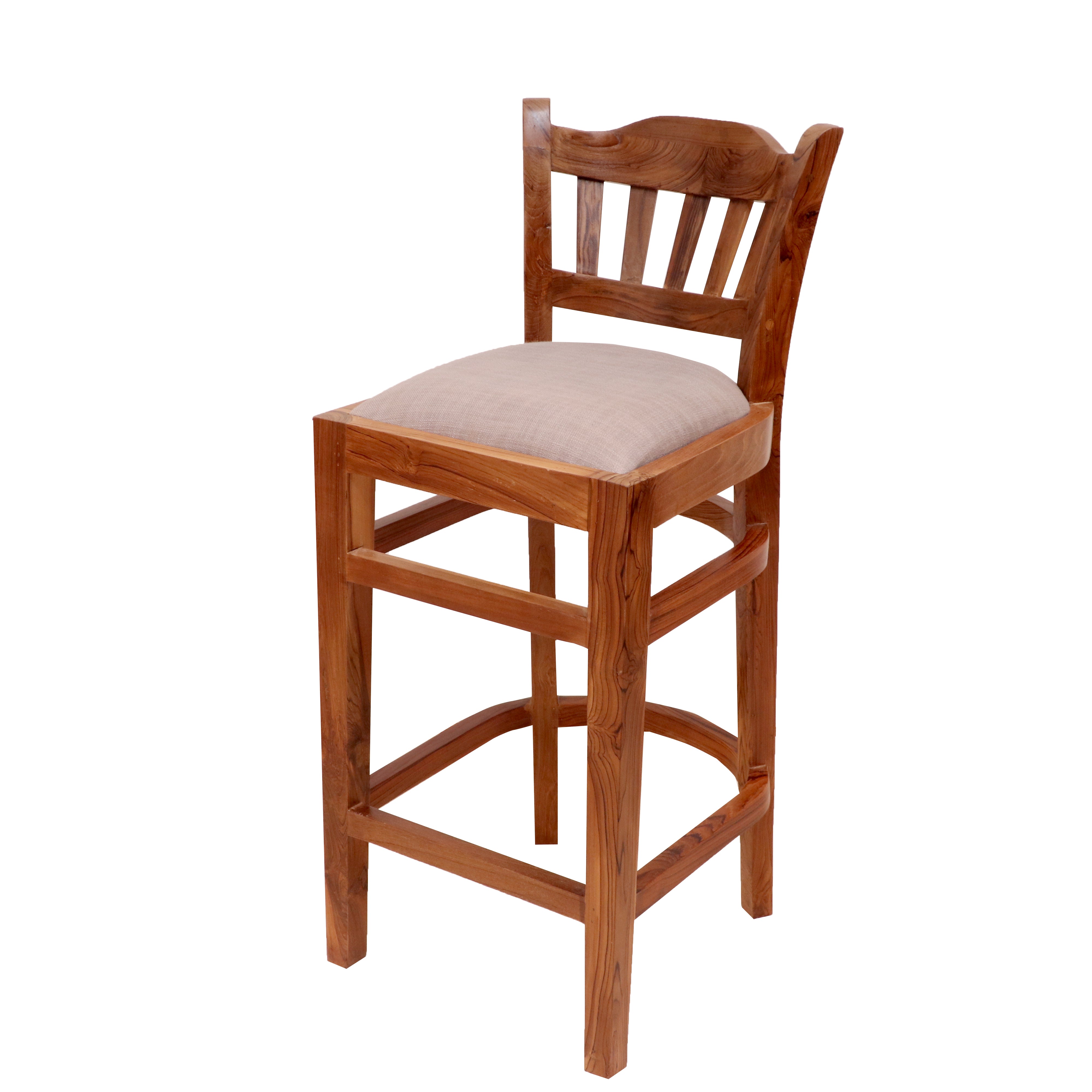 Teak wood bar height chair with curvy design Bar Chair
