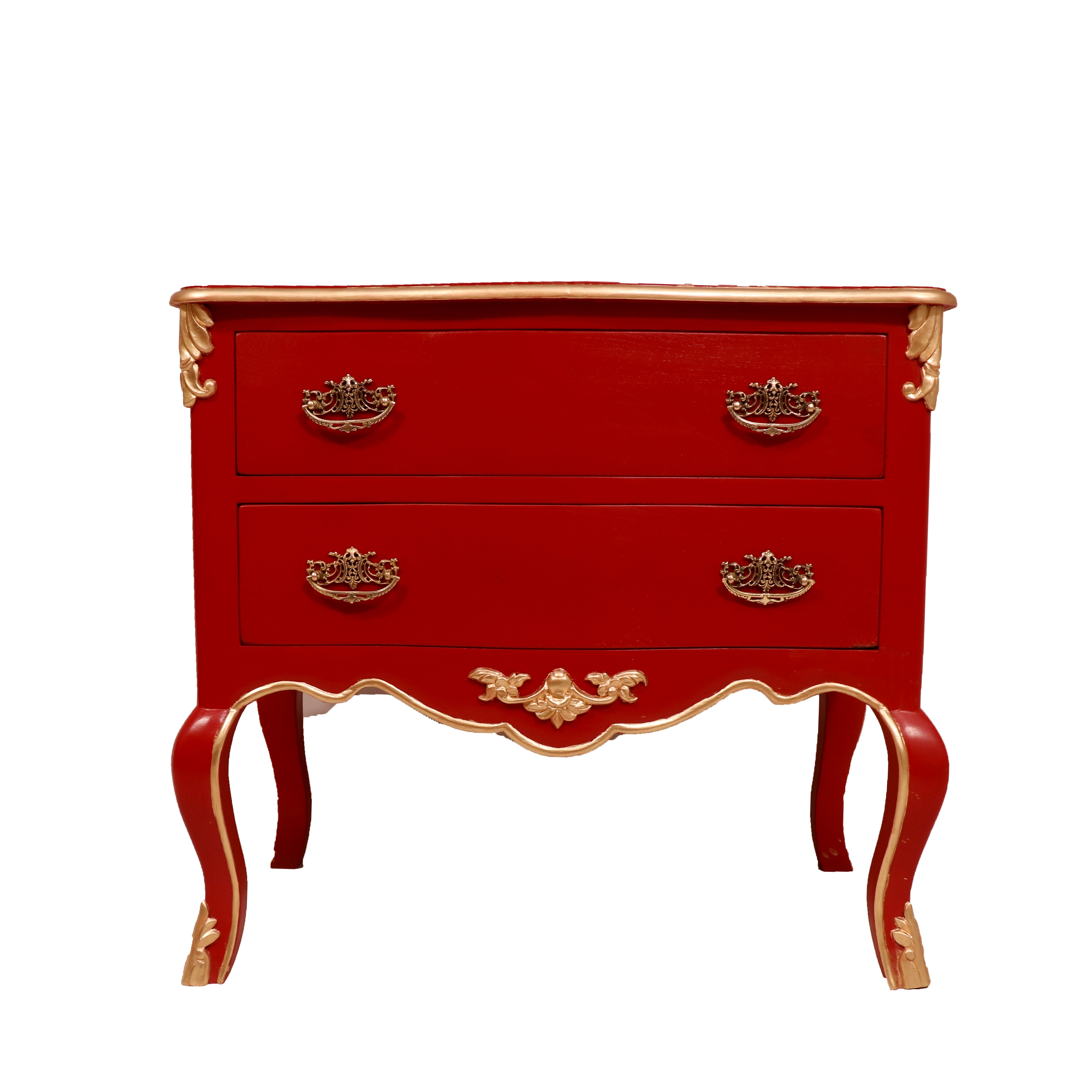 Royal Red Two-tiered Chest of Drawers Drawer's Chest