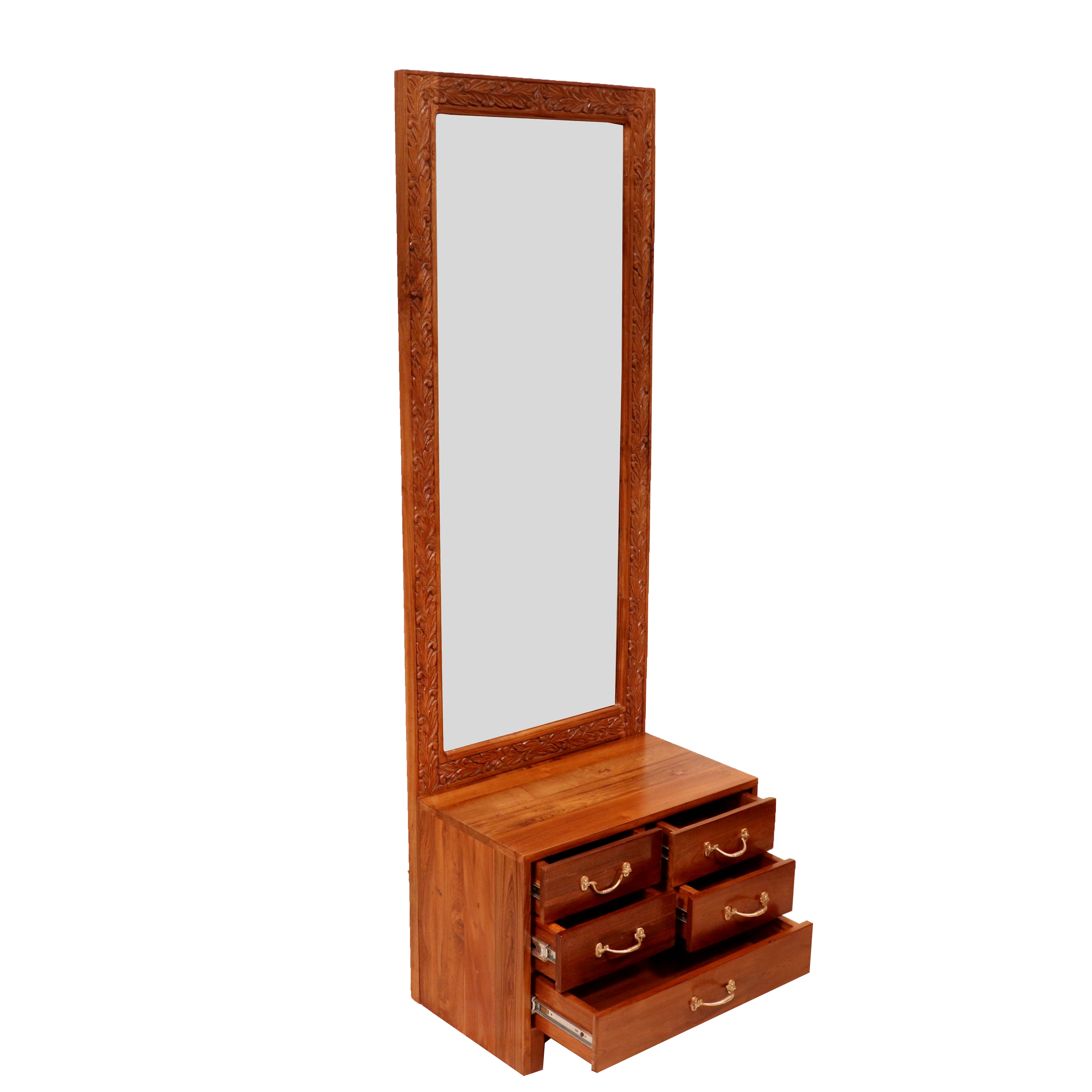 Solid teak wood carved mirror frame with 5 drawer Dressing table Solid teak wood carved mirror frame with 5 drawer Dressing table