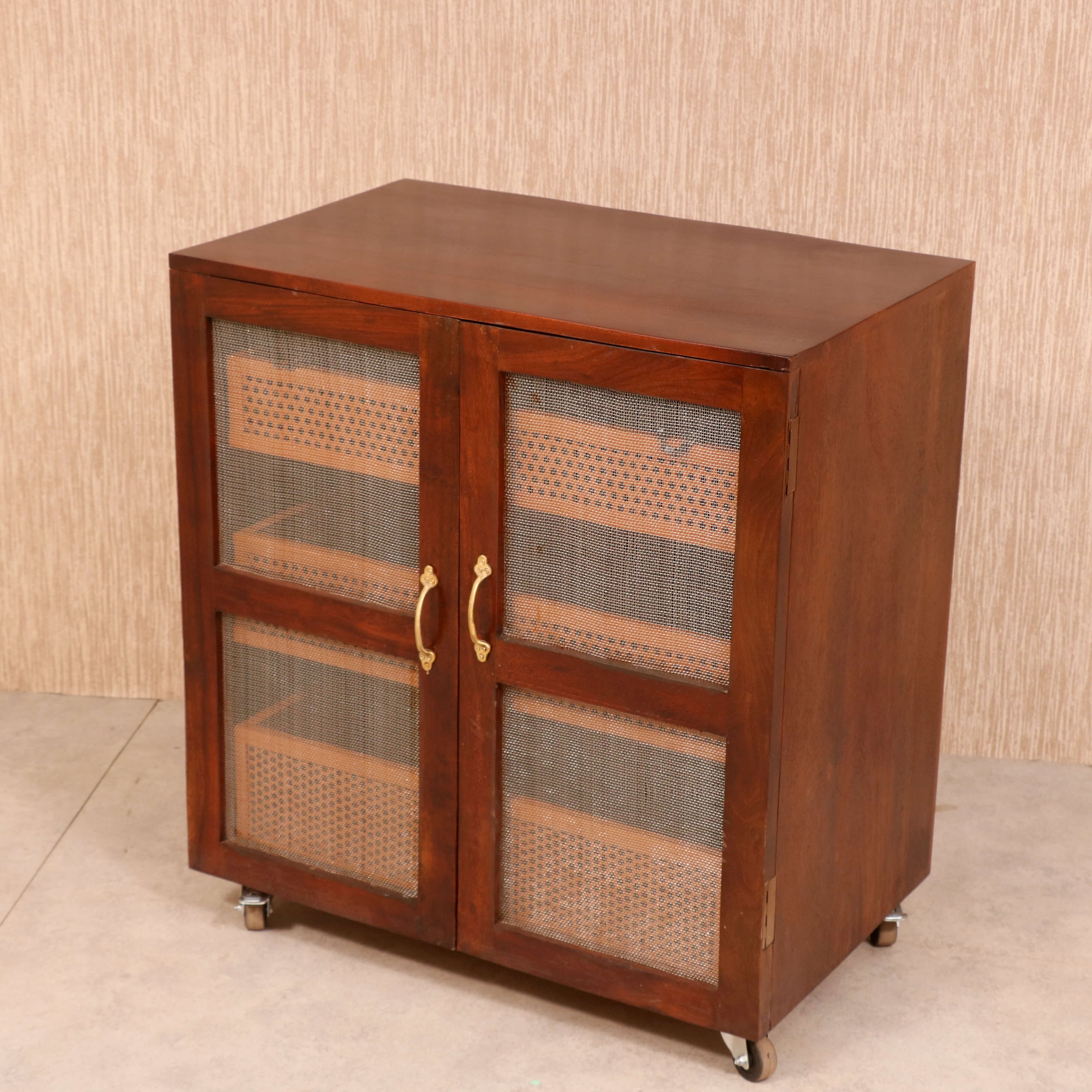 Wooden Top 3-Tray Vegetable Basket Cupboard Wooden Top Fruit & Vegetable Cabinet