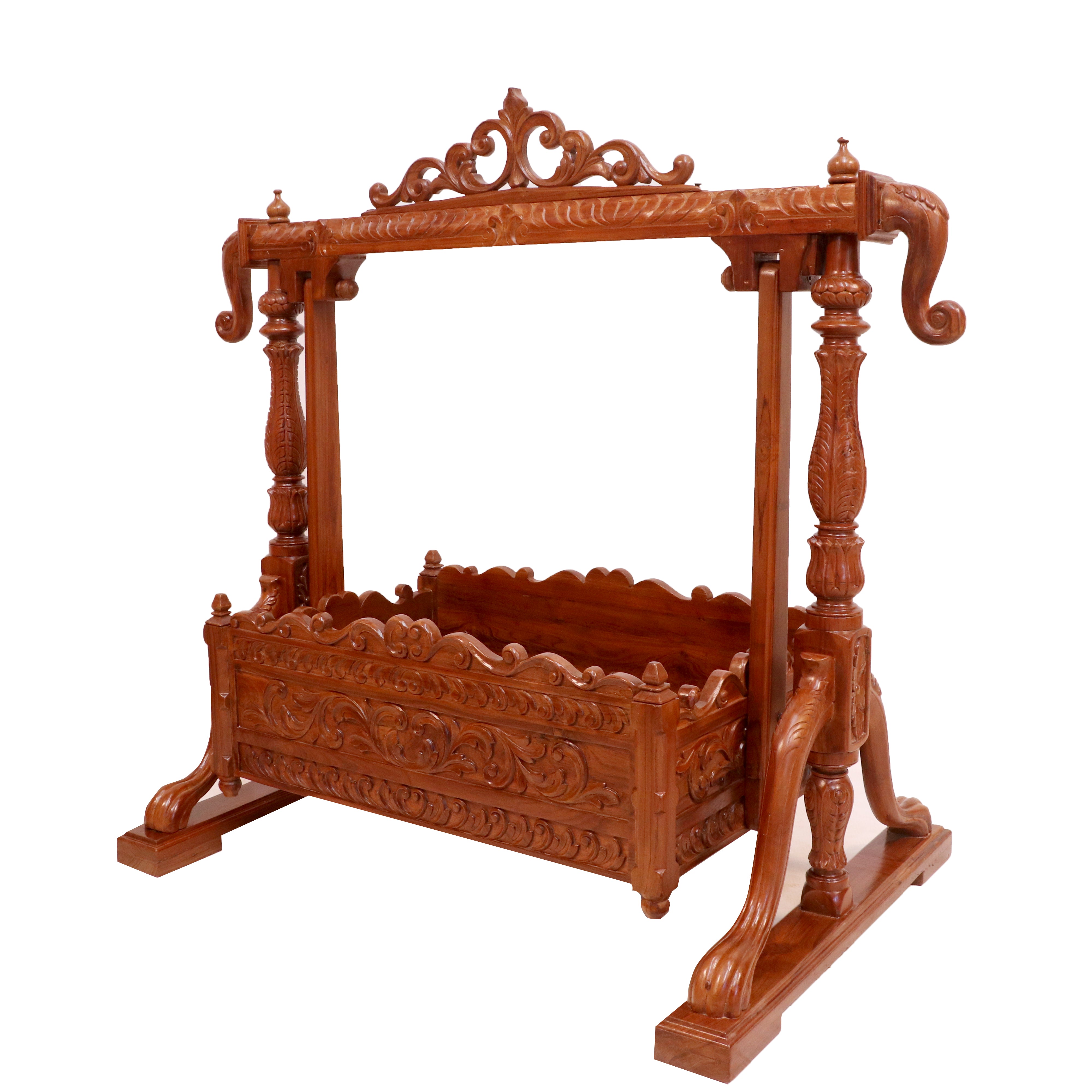 Royal Clove Teak Wooden Natural Brown Handmade Cradle Cradle