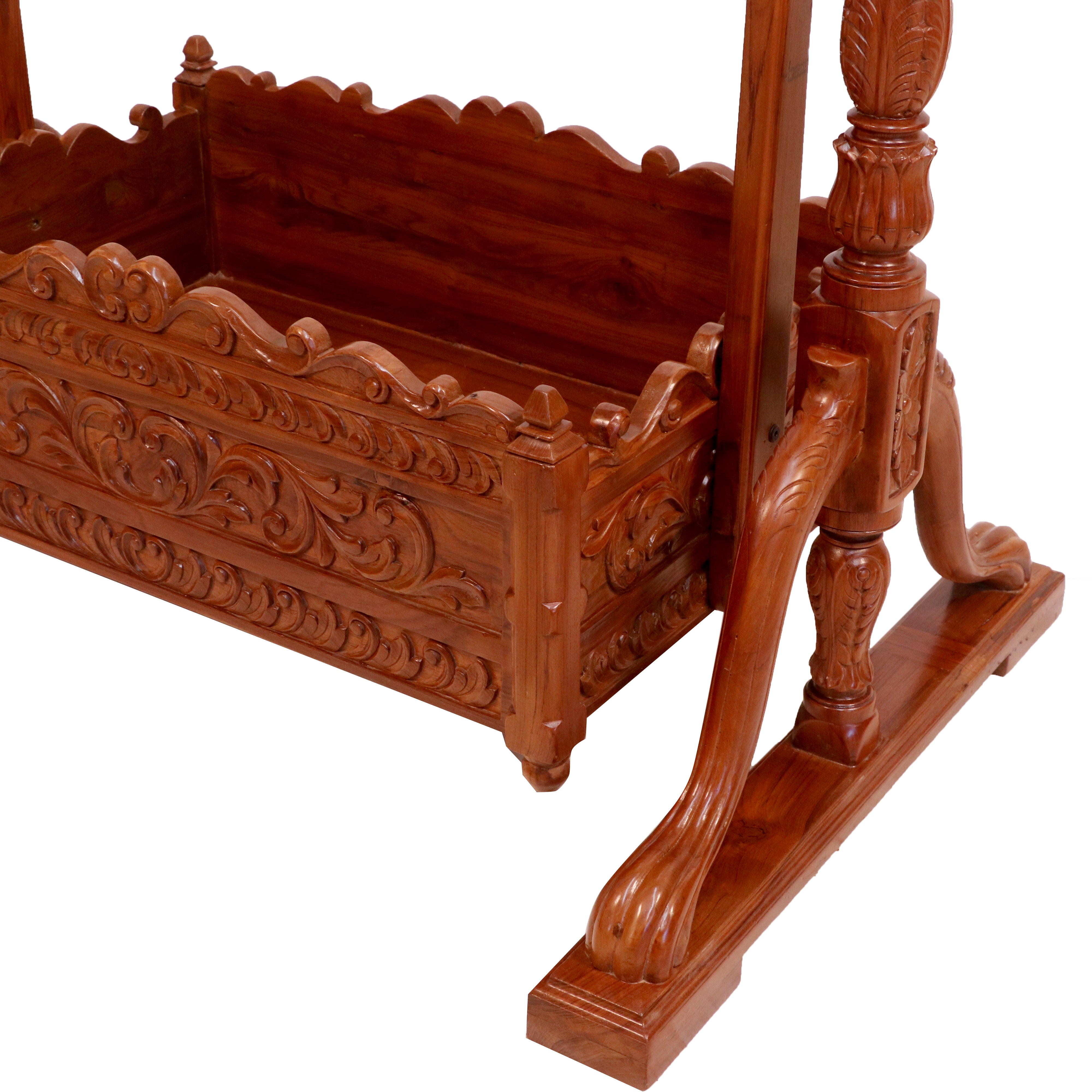 Royal Clove Teak Wooden Natural Brown Handmade Cradle Cradle