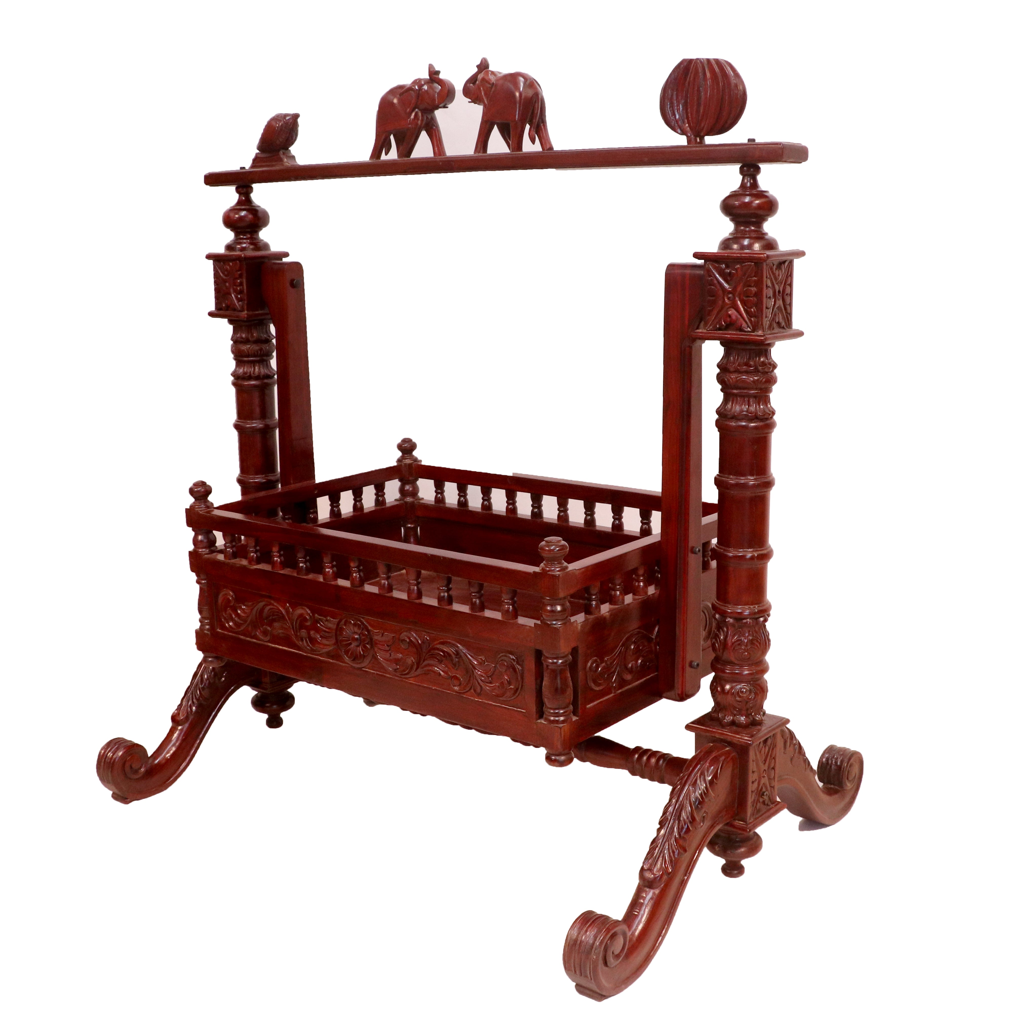 Indian Heritage Concept Teak Wooden Handmade Cradle - Main Image