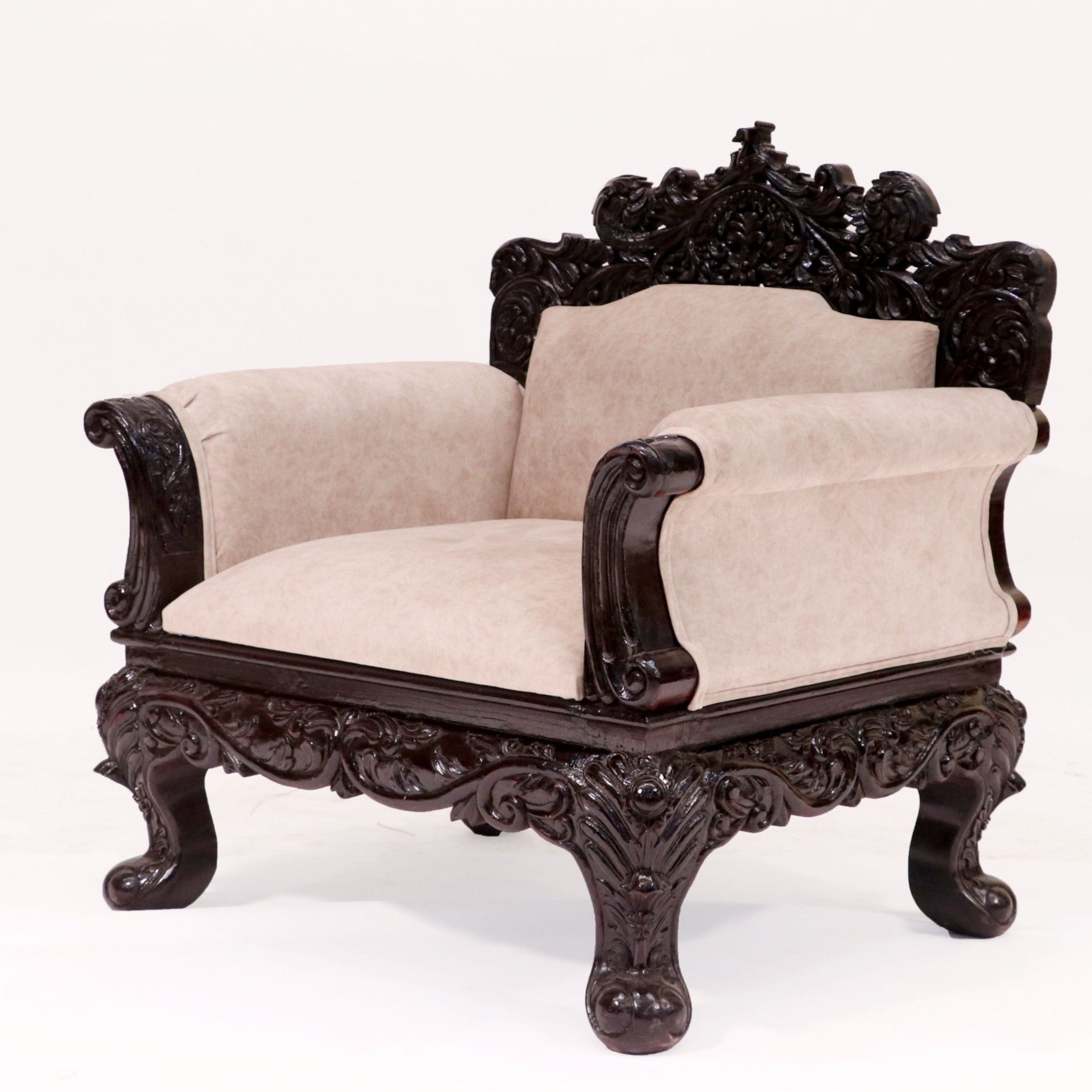Royal Carved Teak wood single Seater Sofa Sofa