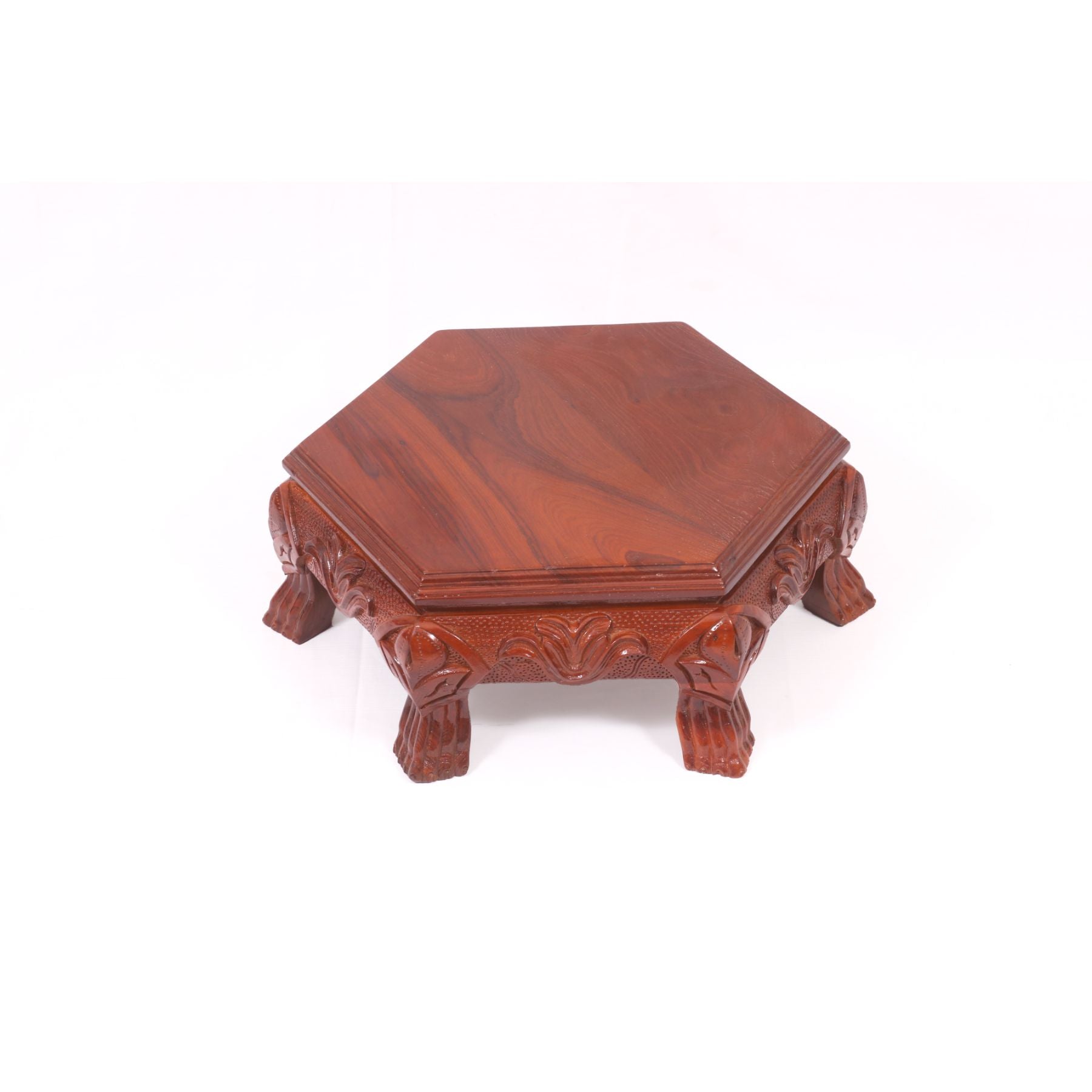 Utsarga Wooden Hexagonal Traditional Teak Wood Bajot Bajot