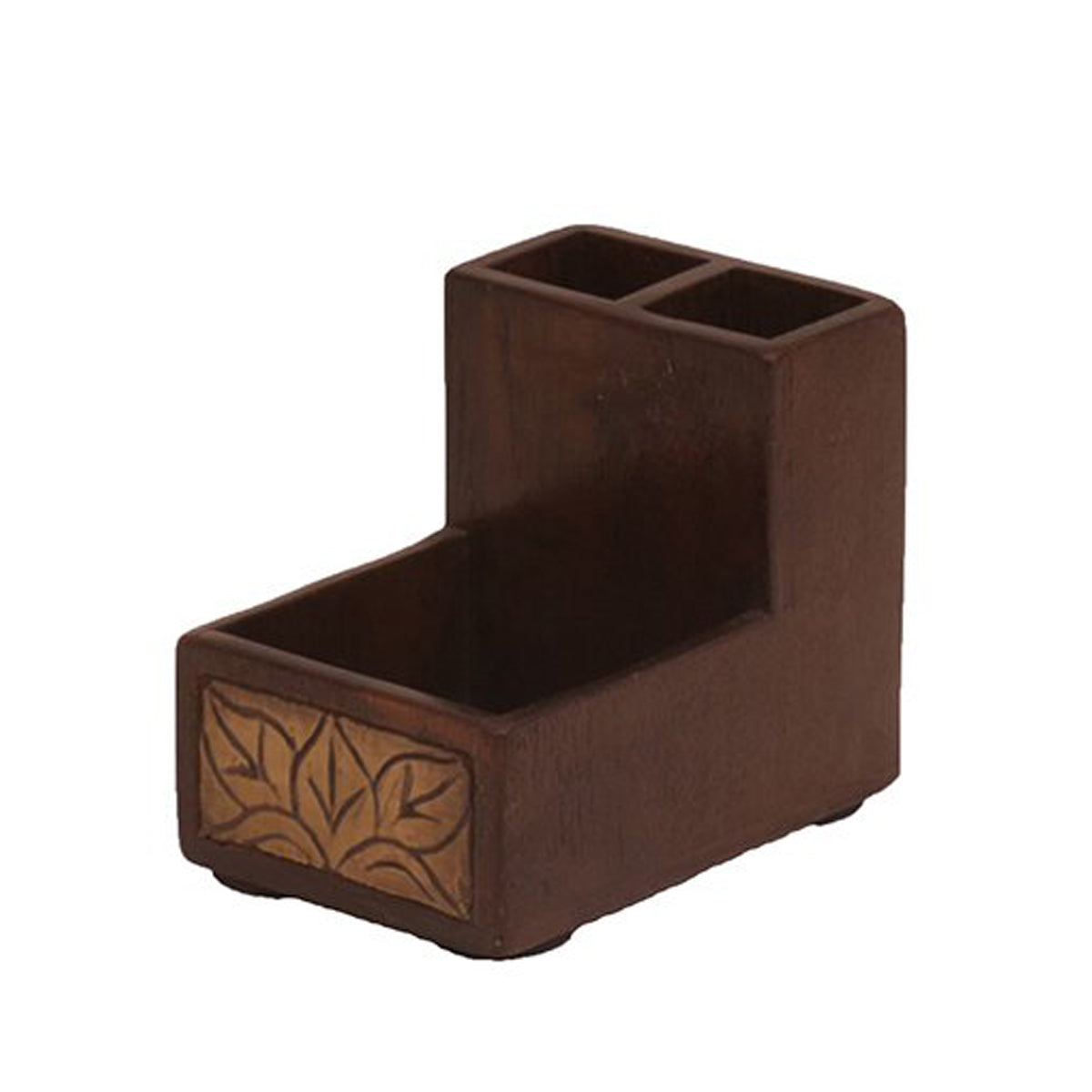 Classic Old Farmhouse Style Small Wooden Desk Organizer Dark Tone Desk Organizer