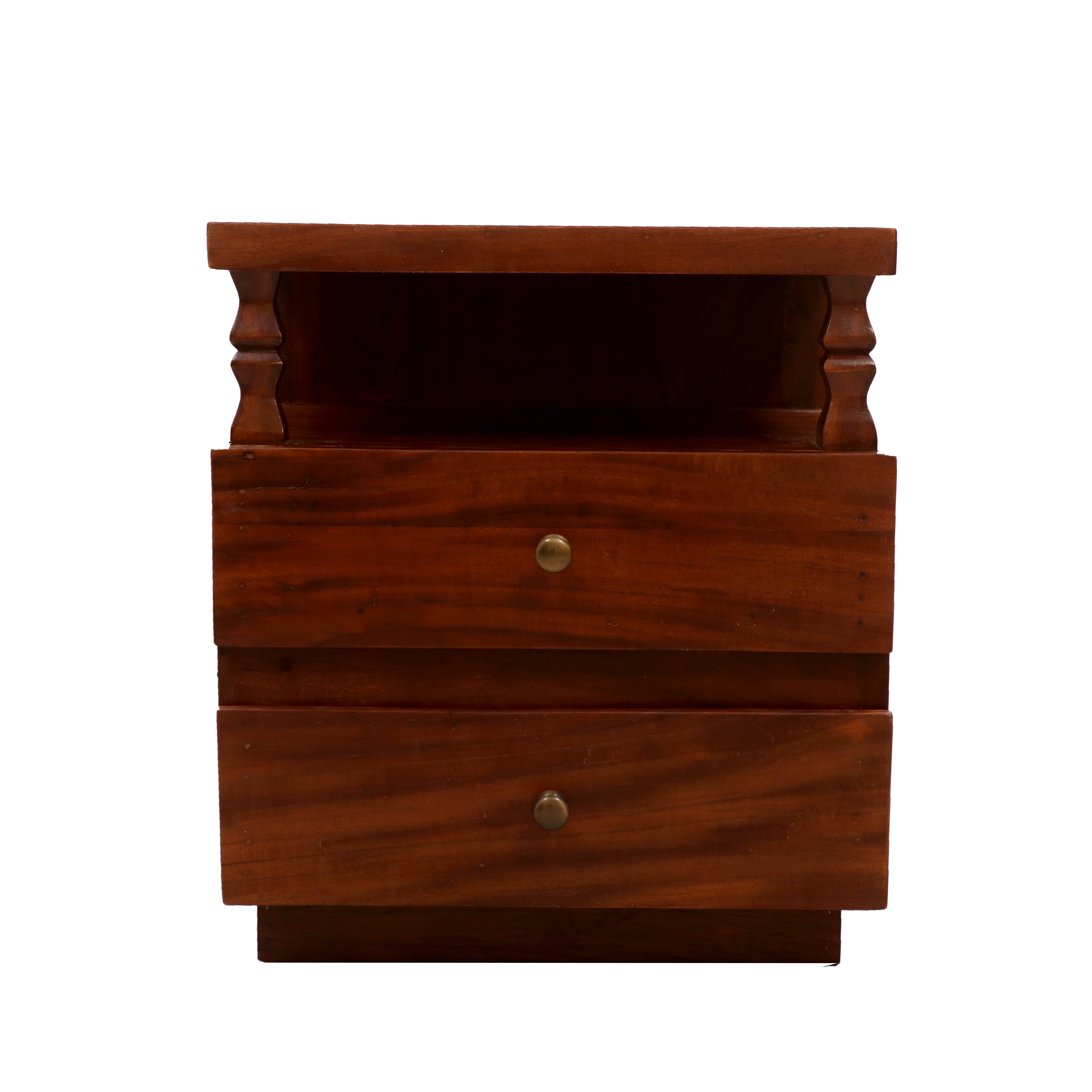 Pillared Dual Drawer Bedside Table Bedside