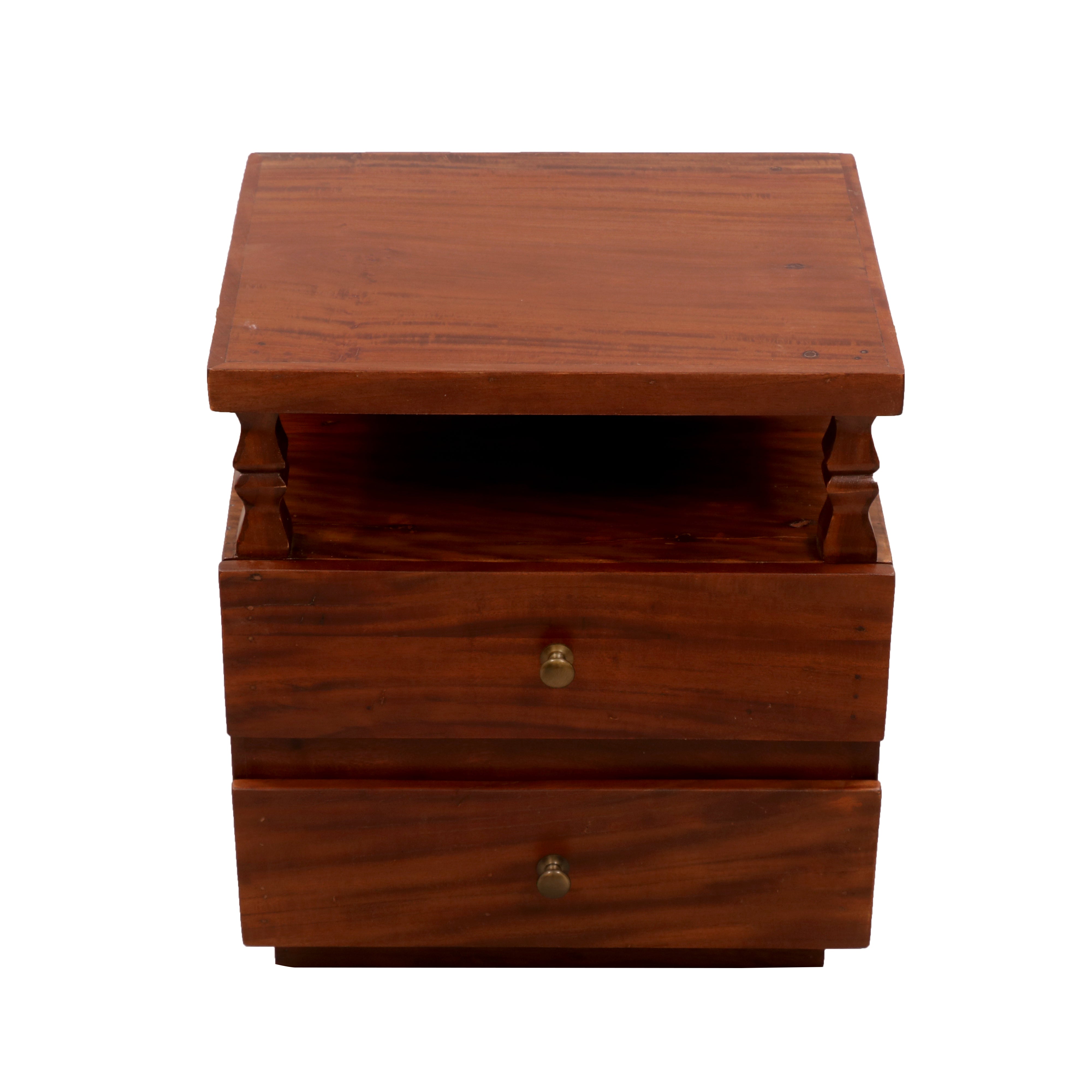 Pillared Dual Drawer Bedside Table Bedside