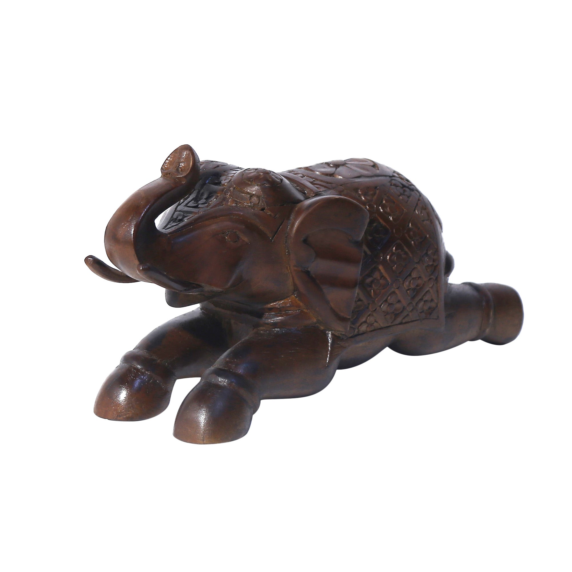 Indian Royal Wooden Elephant Showpiece Animal Figurine
