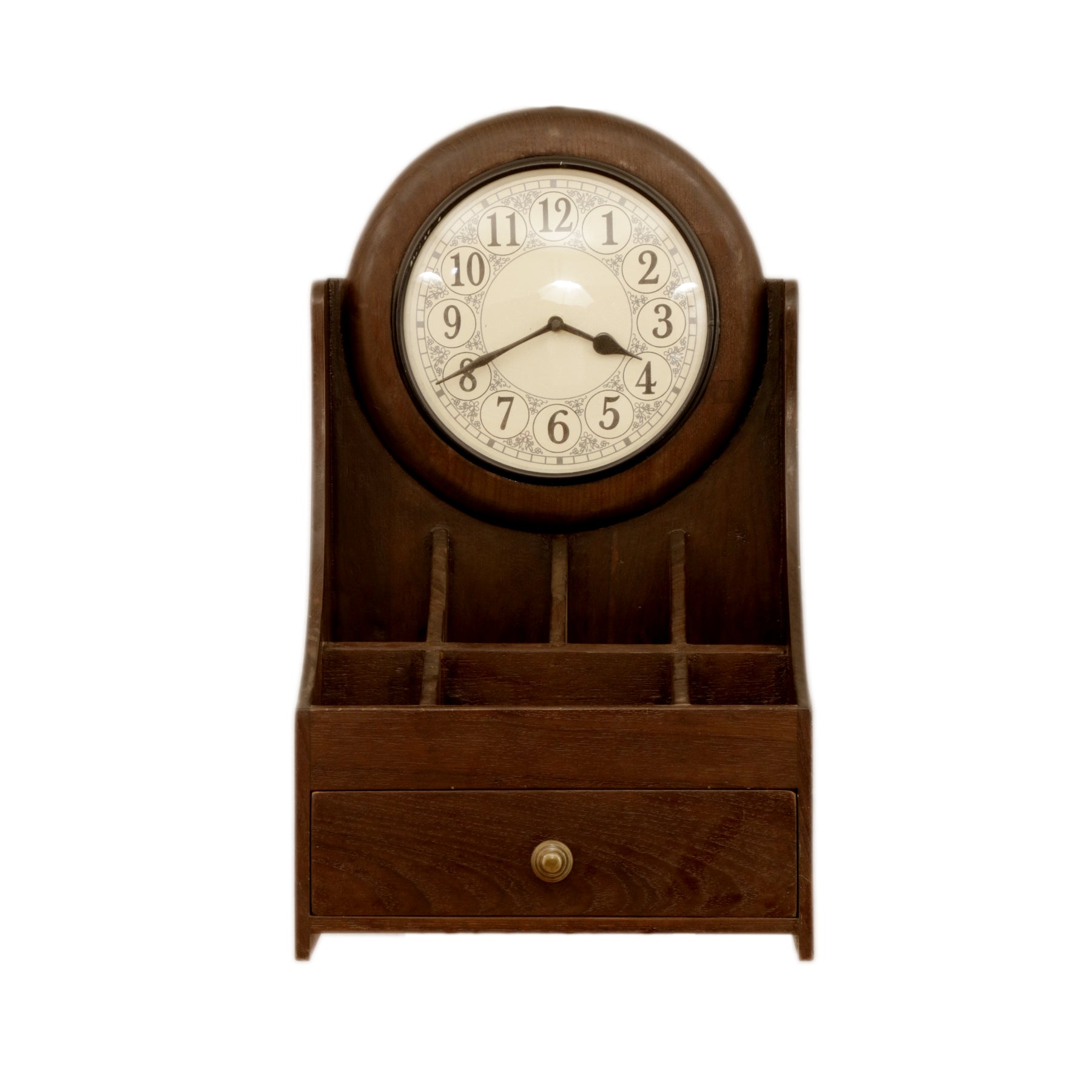 Storage Cabinet Clock Dark Natural Paper Holder