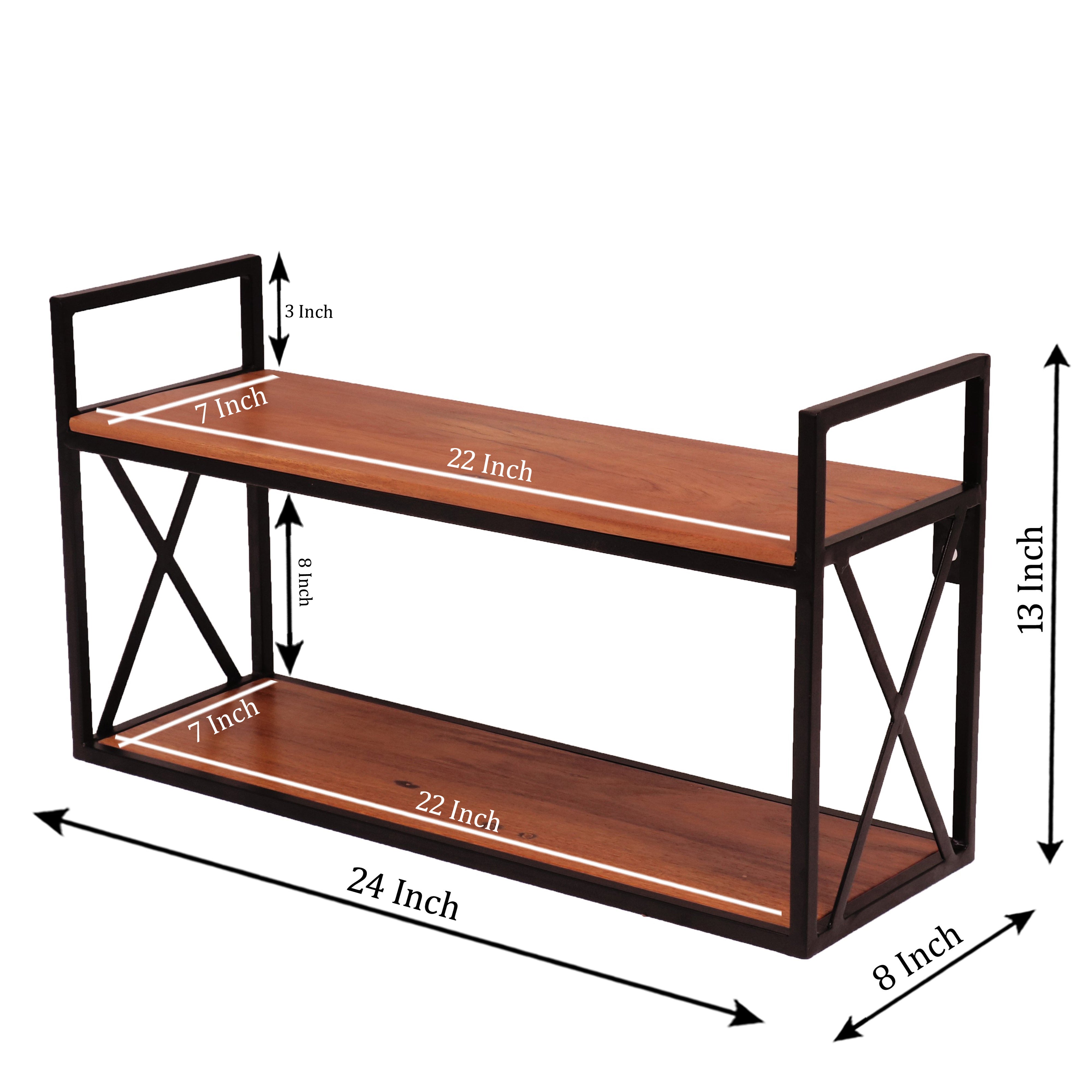 Wooden Wall Rack with Iron Frame Rack