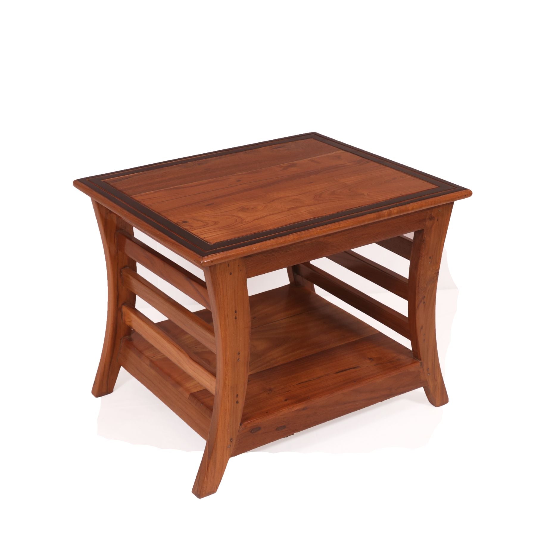 Classy Natural Solid Wood Coffee Table - Border Black Round Default Title Coffee Table