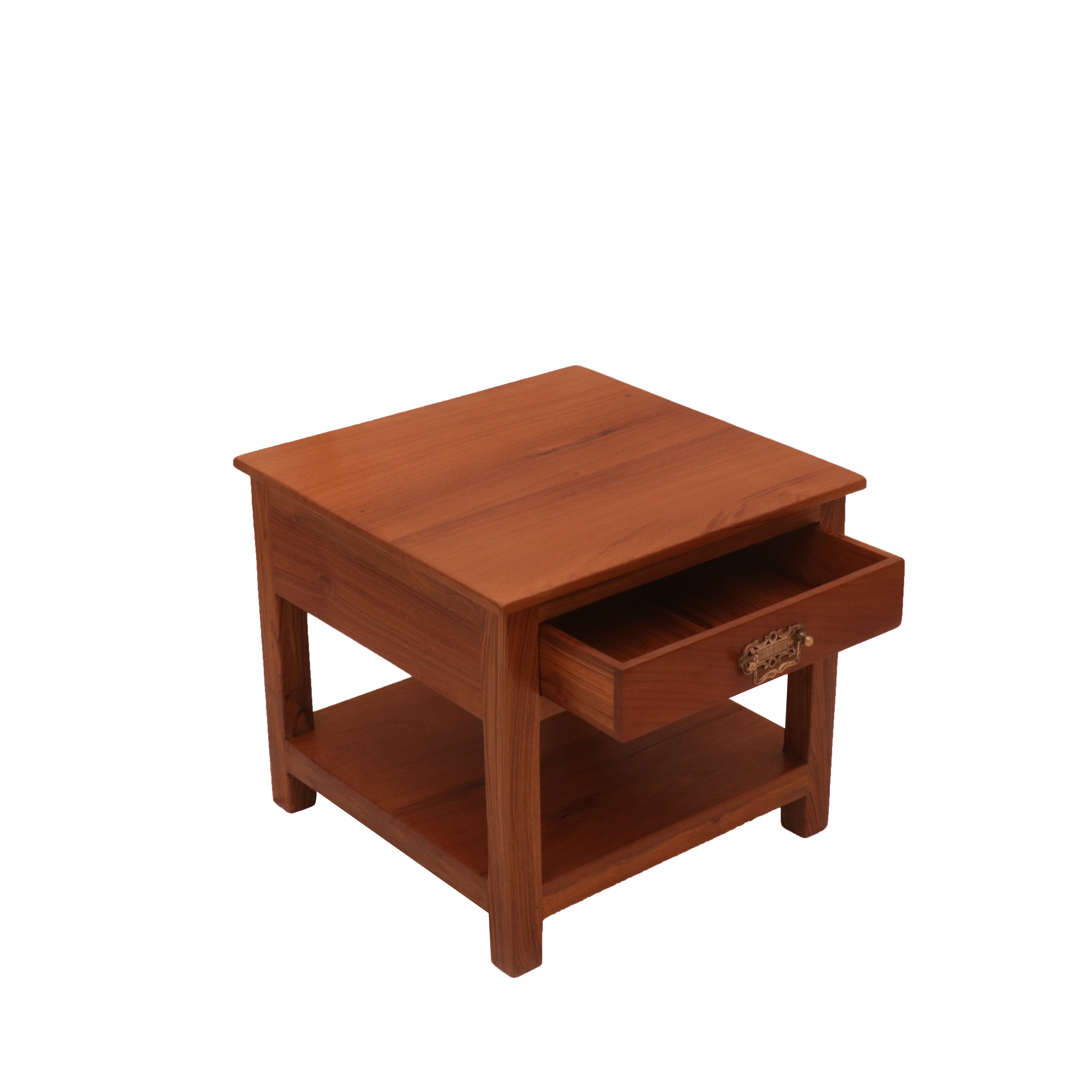 Honey Finish Teak Wood End Table End Table