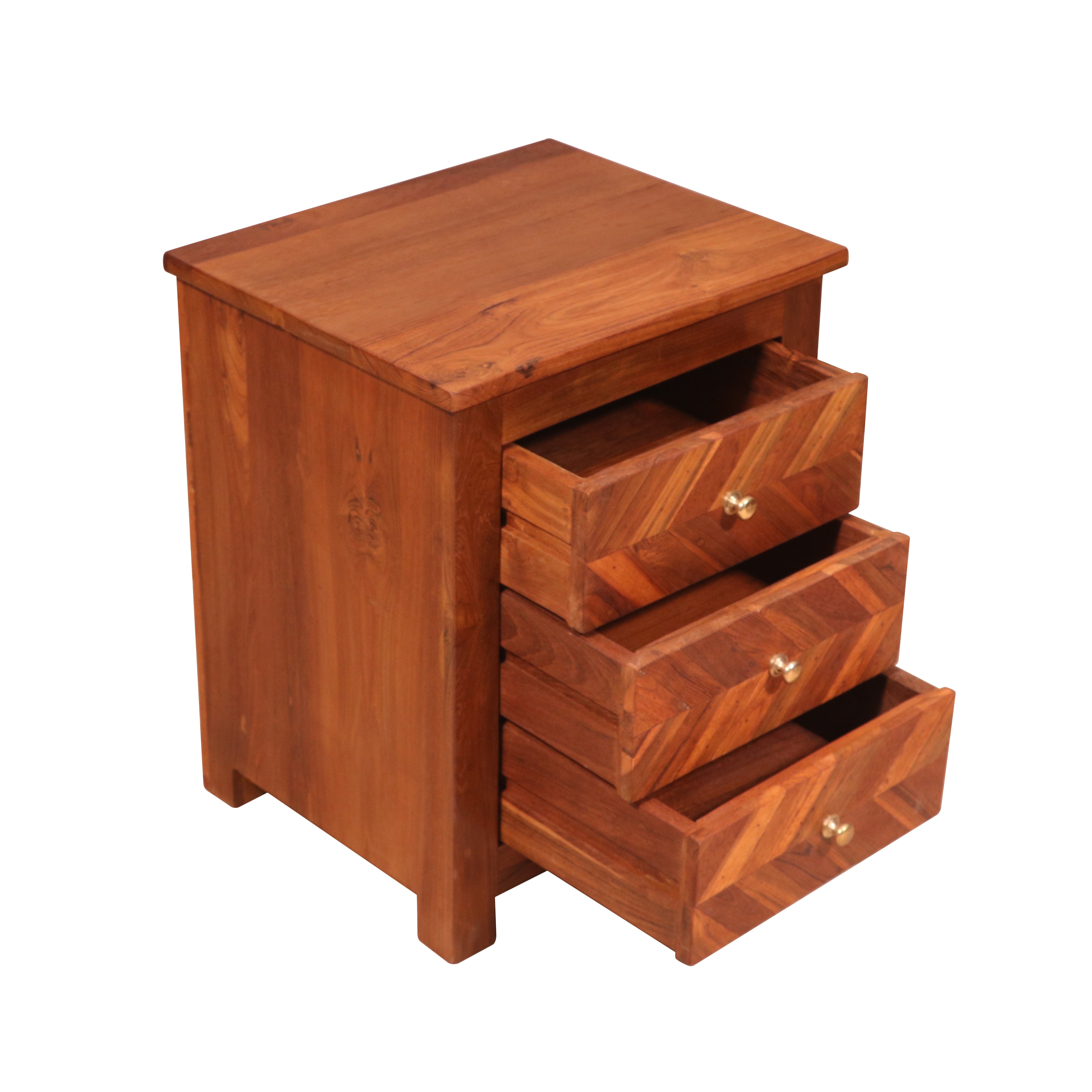 Traditional teak reverse step bedside Bedside