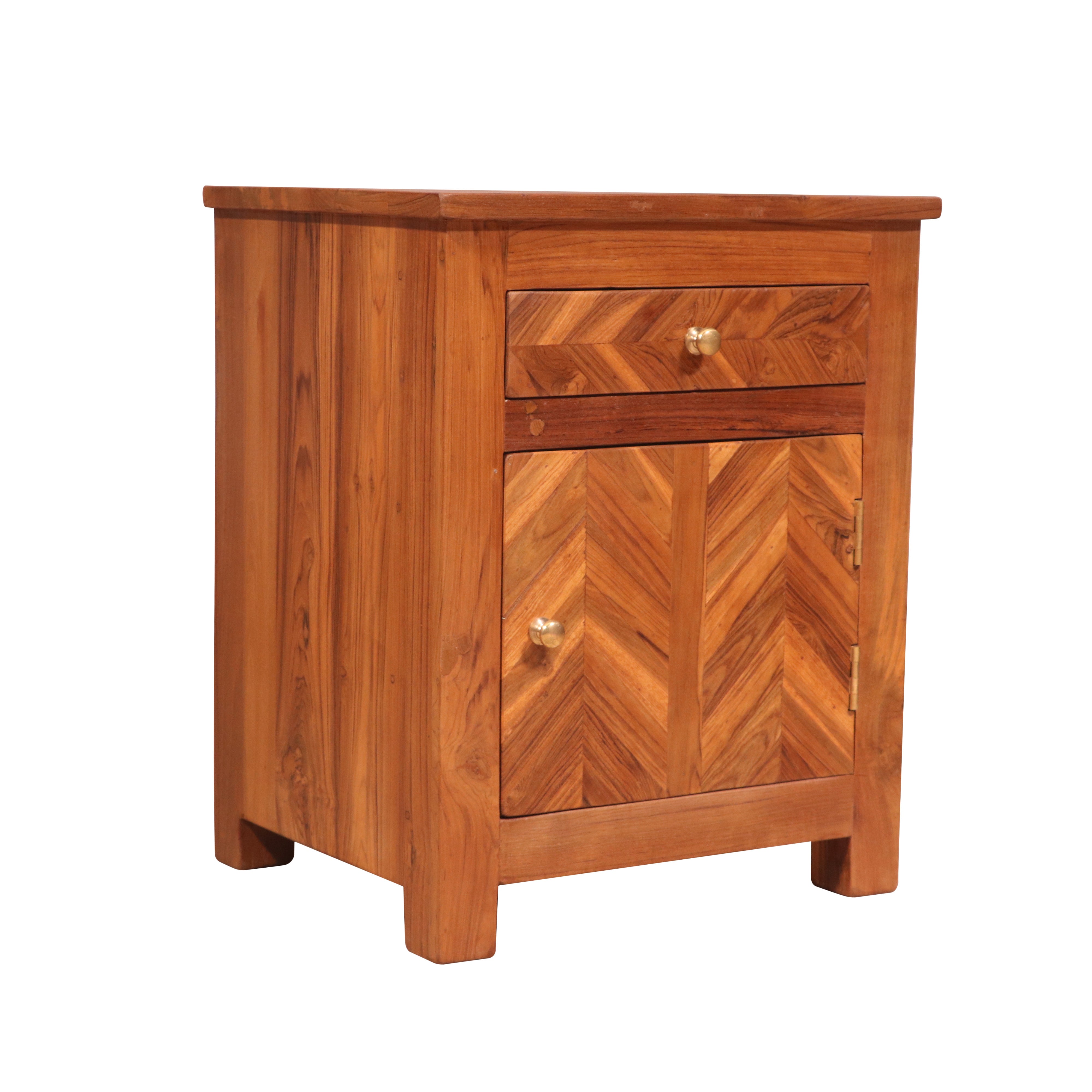 Traditional teak reverse upward bedside Bedside
