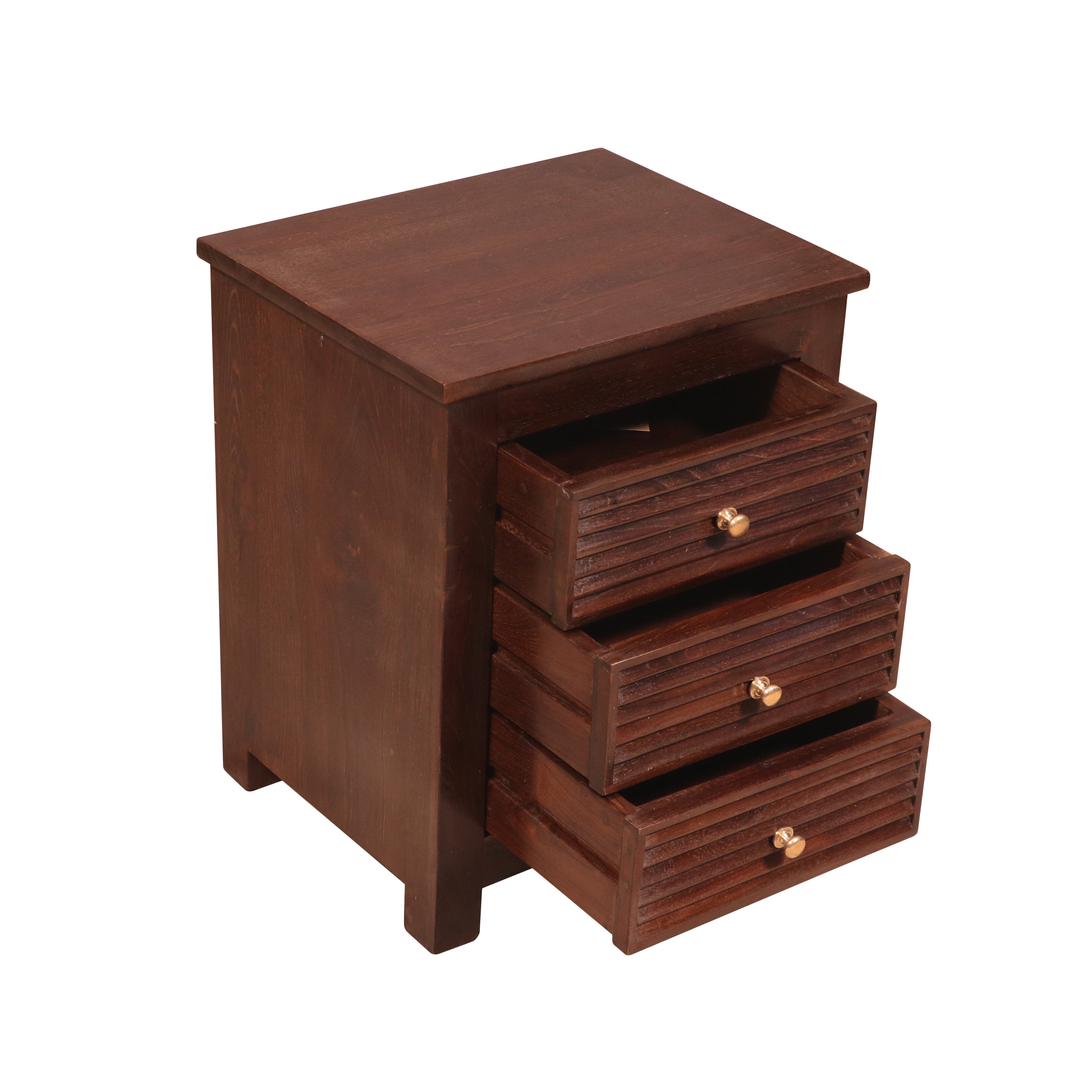 Shutter 3 Drawer Dark tone Nightstand Bedside