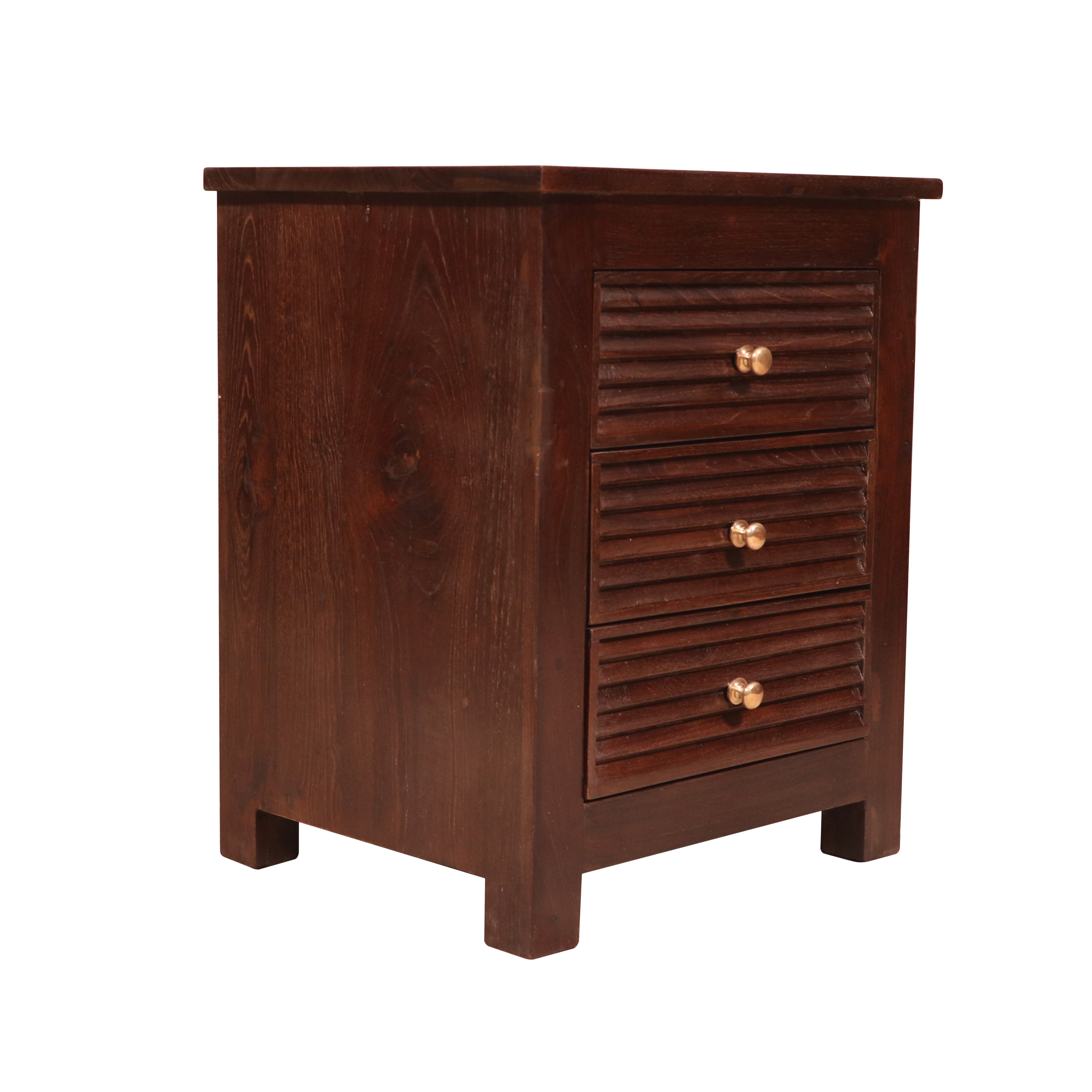 Shutter 3 Drawer Dark tone Nightstand Bedside
