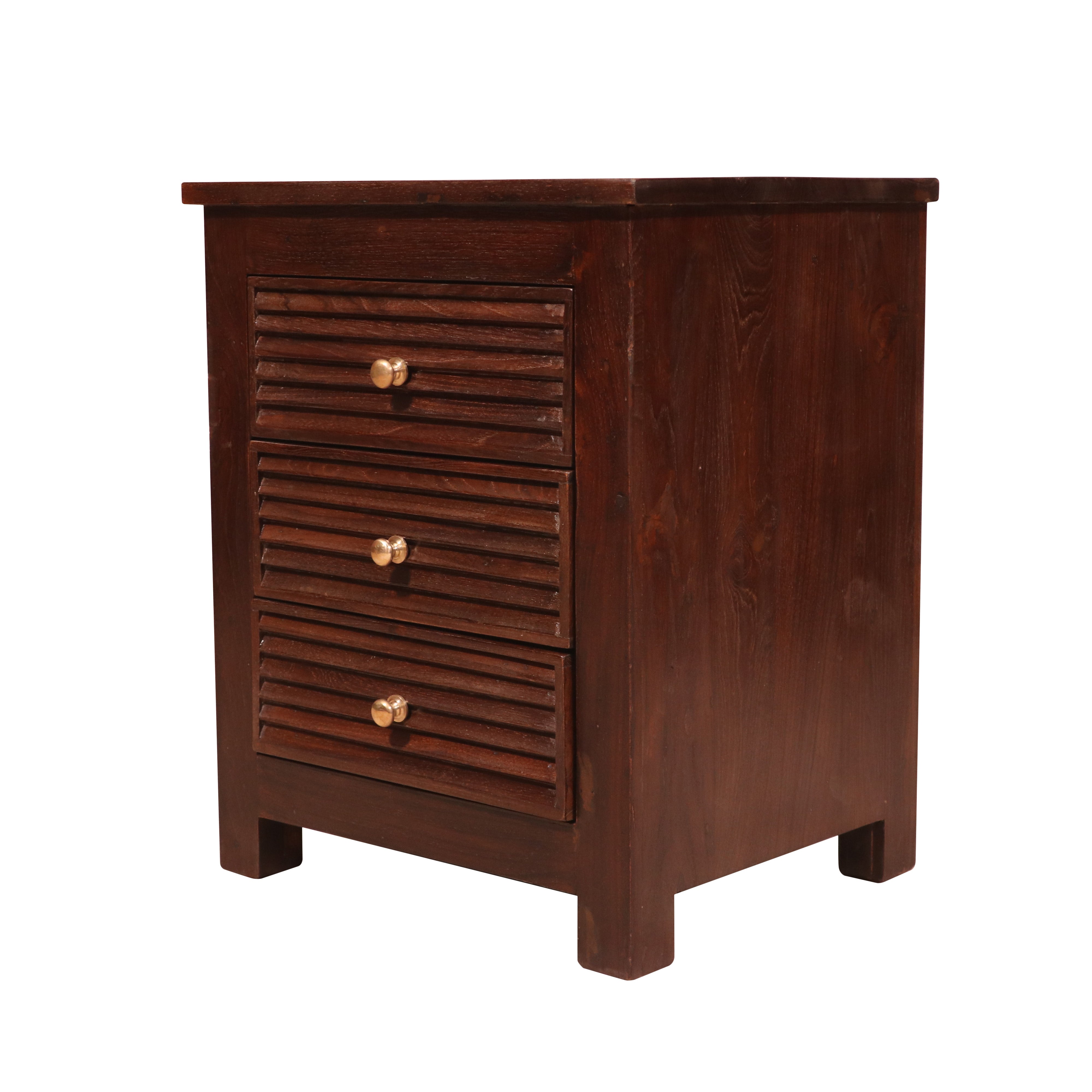 Shutter 3 Drawer Dark tone Nightstand Bedside