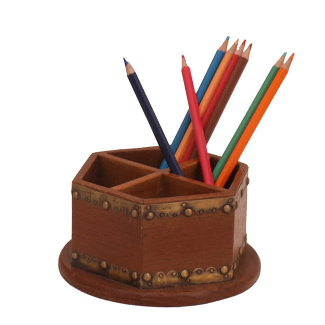 Wooden Pencil Desk Organizer (Natural Tone) Desk Organizer