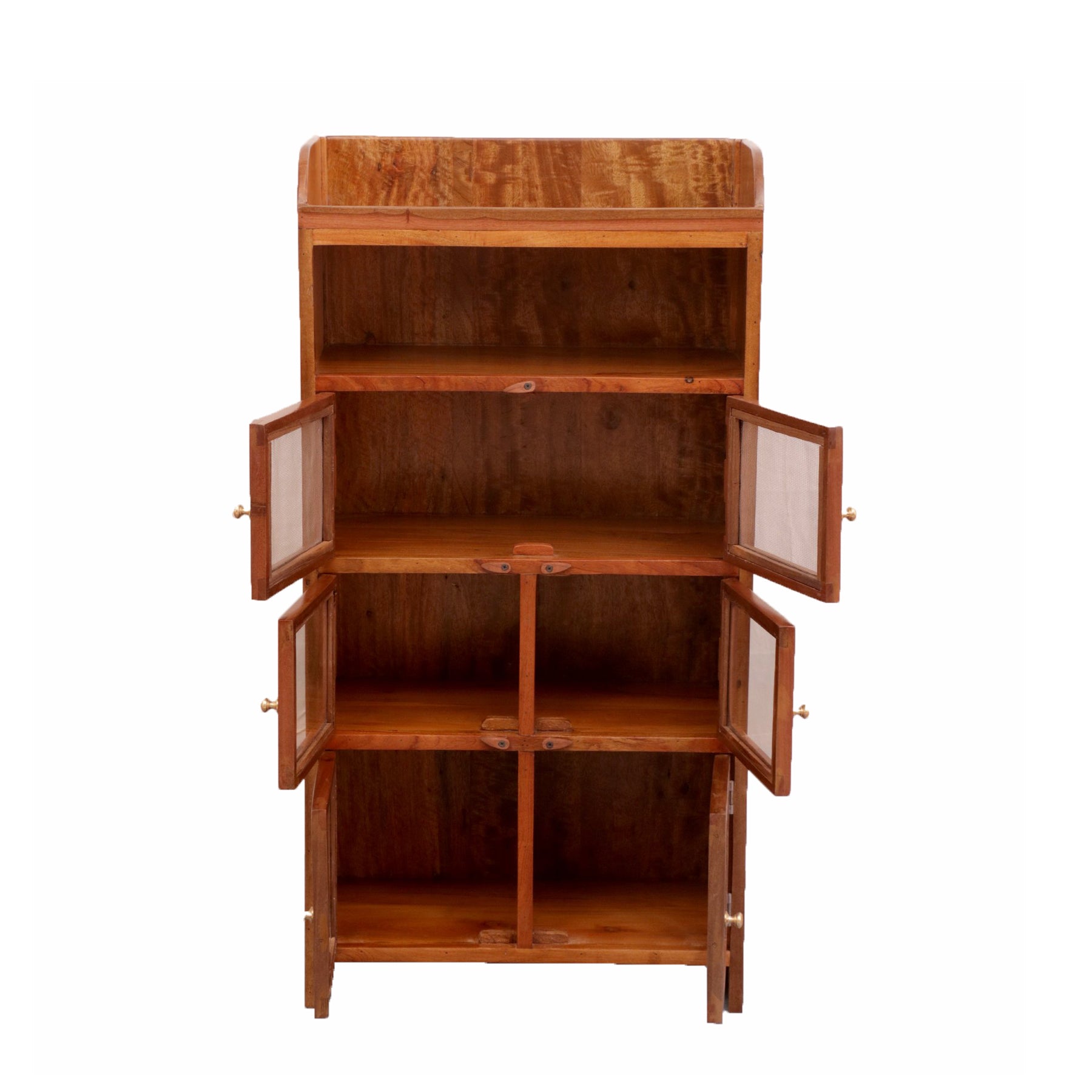 3 Section (2 Wire mesh + 1 Glass) Compact Sideboard ( Teak l Wood ) Cupboard