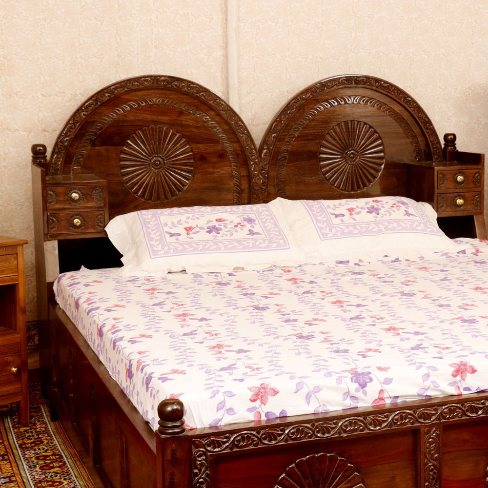 Traditional Rajasthani concept Antique-Finish Bed With storage box
