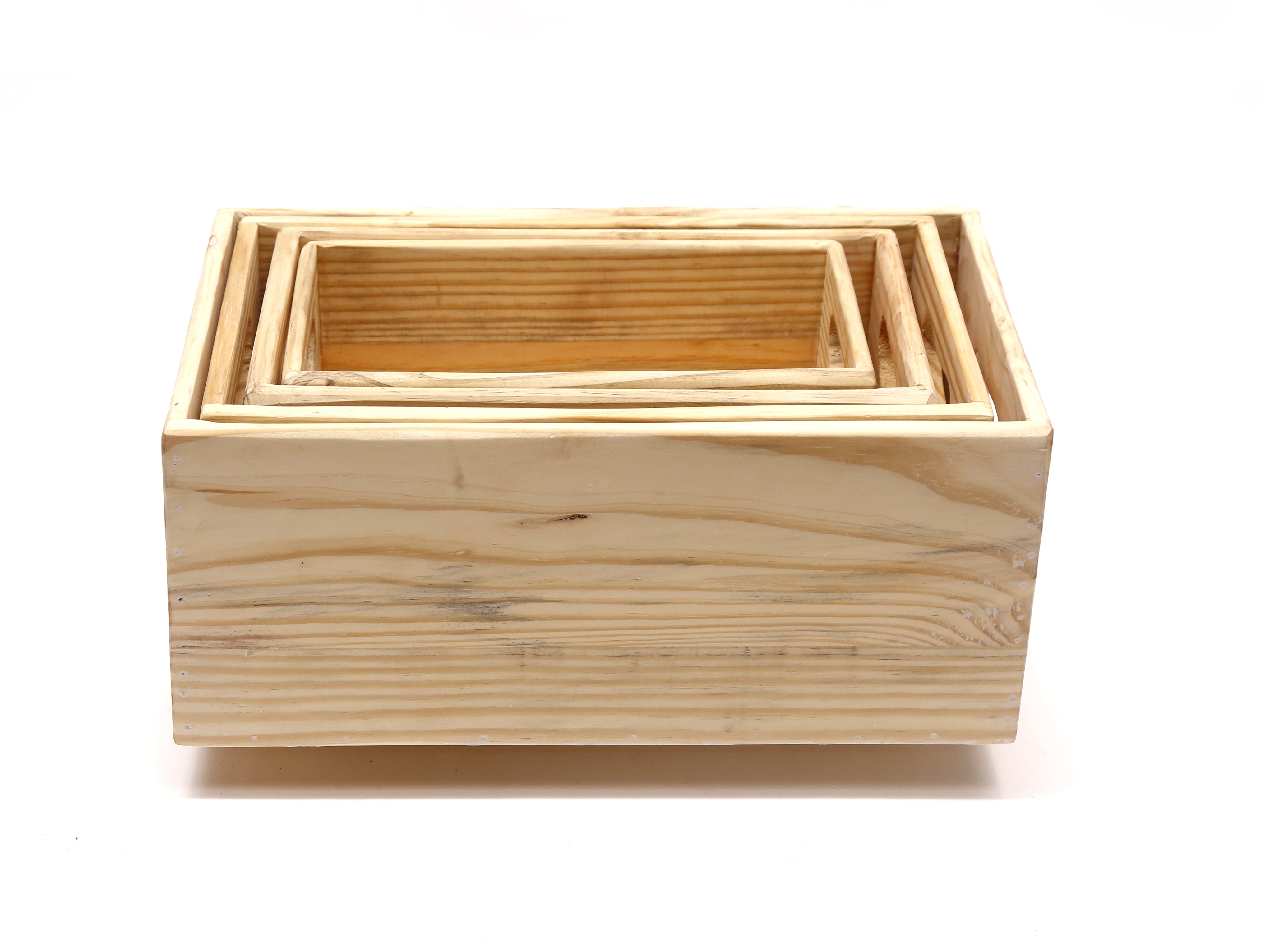(Set of 4) Pine Wood Fruit & Vegetable Crates Crate