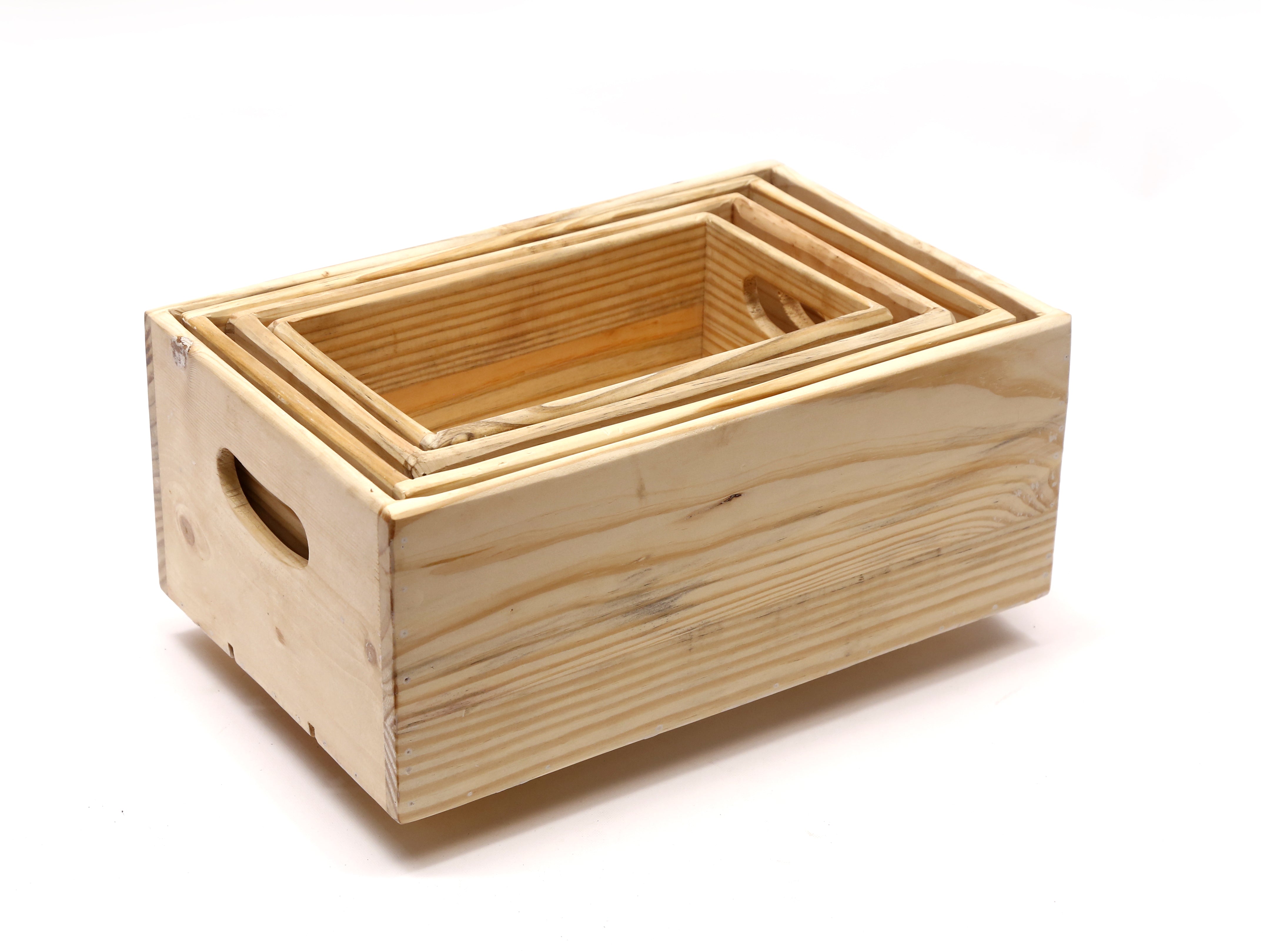 (Set of 4) Pine Wood Fruit & Vegetable Crates Crate