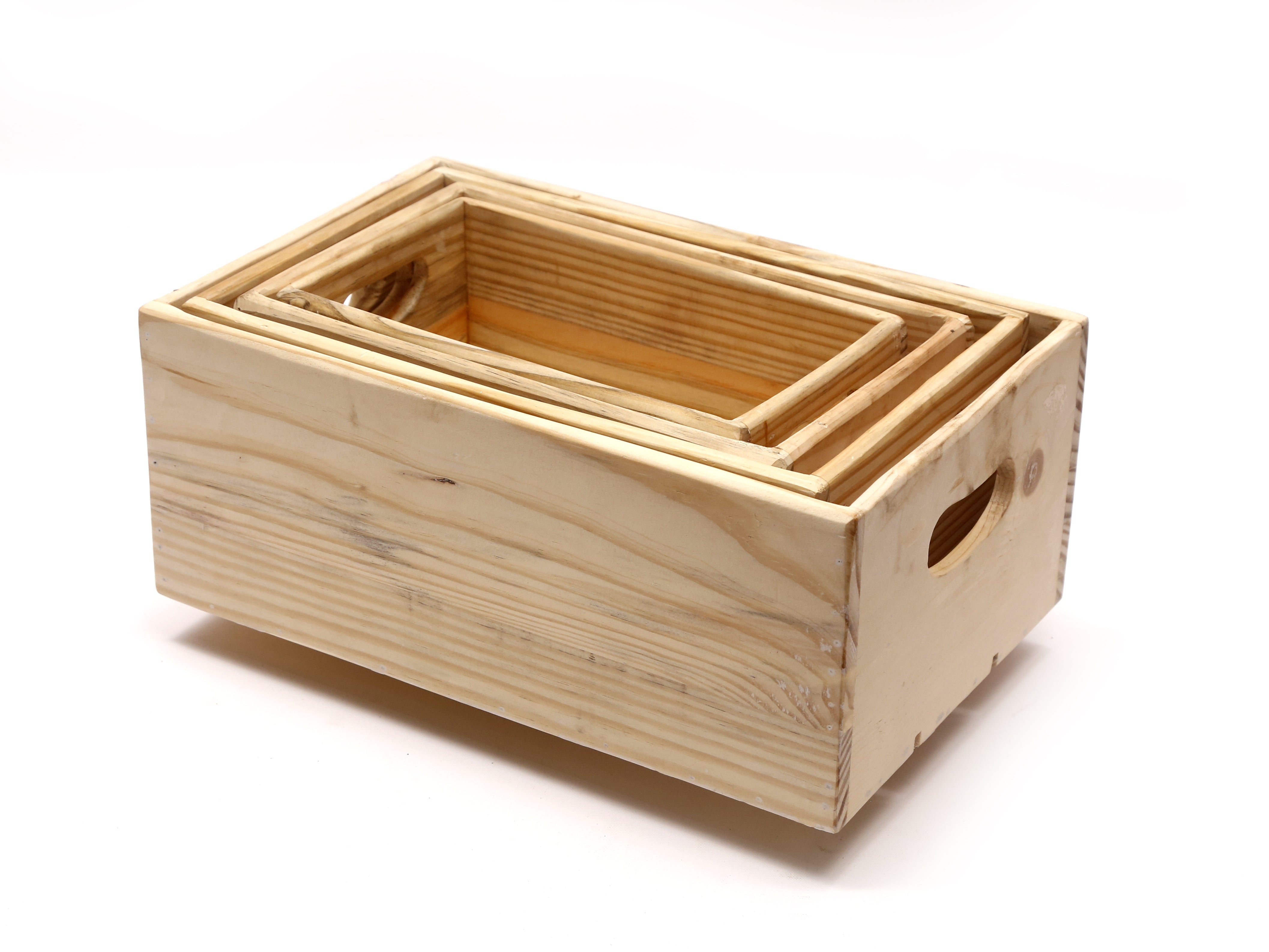 (Set of 4) Pine Wood Fruit & Vegetable Crates Crate