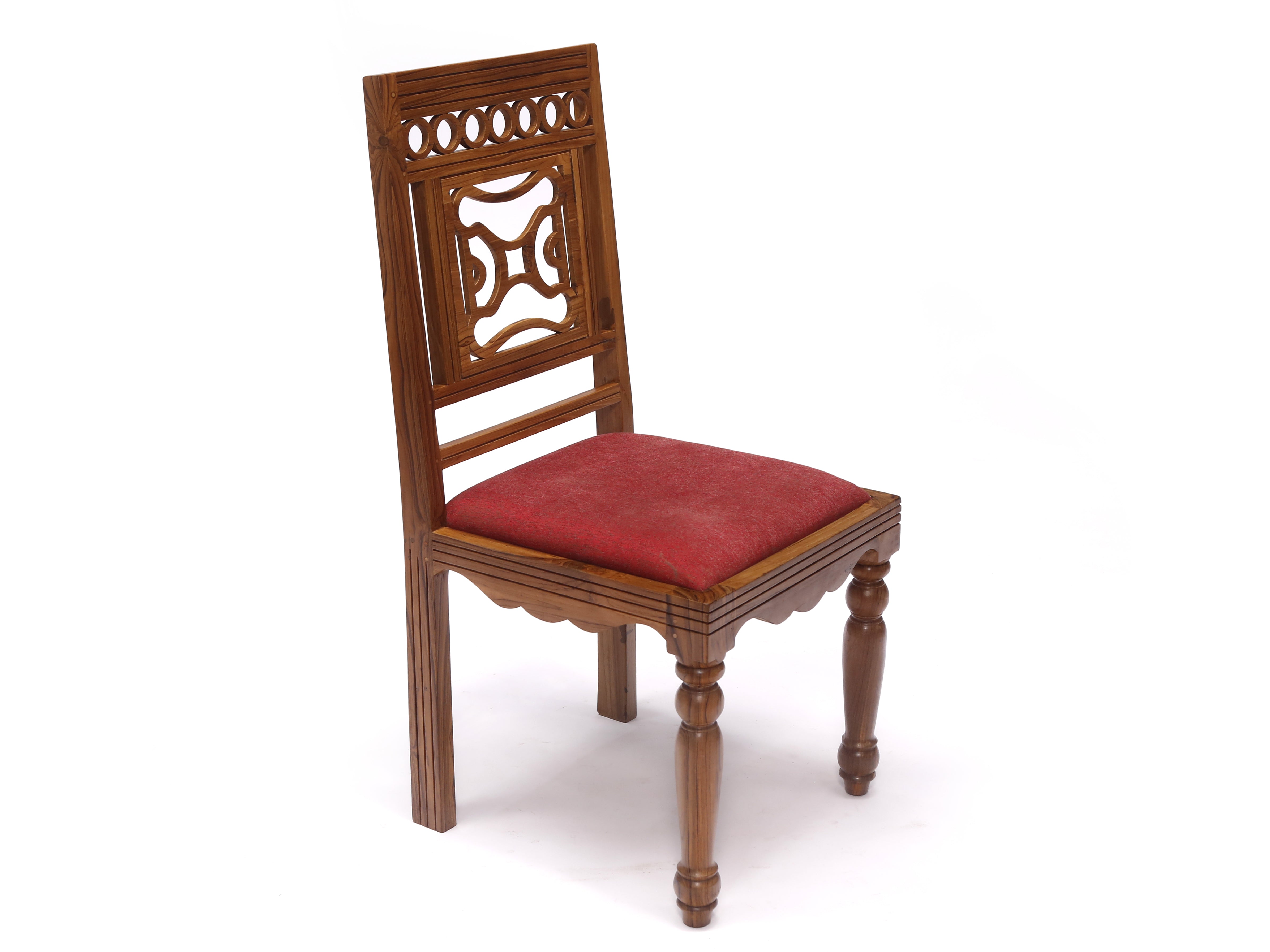 (Set of 2) Teak Wood Traditional Dinning office all purpose Chair red color Dining Chair
