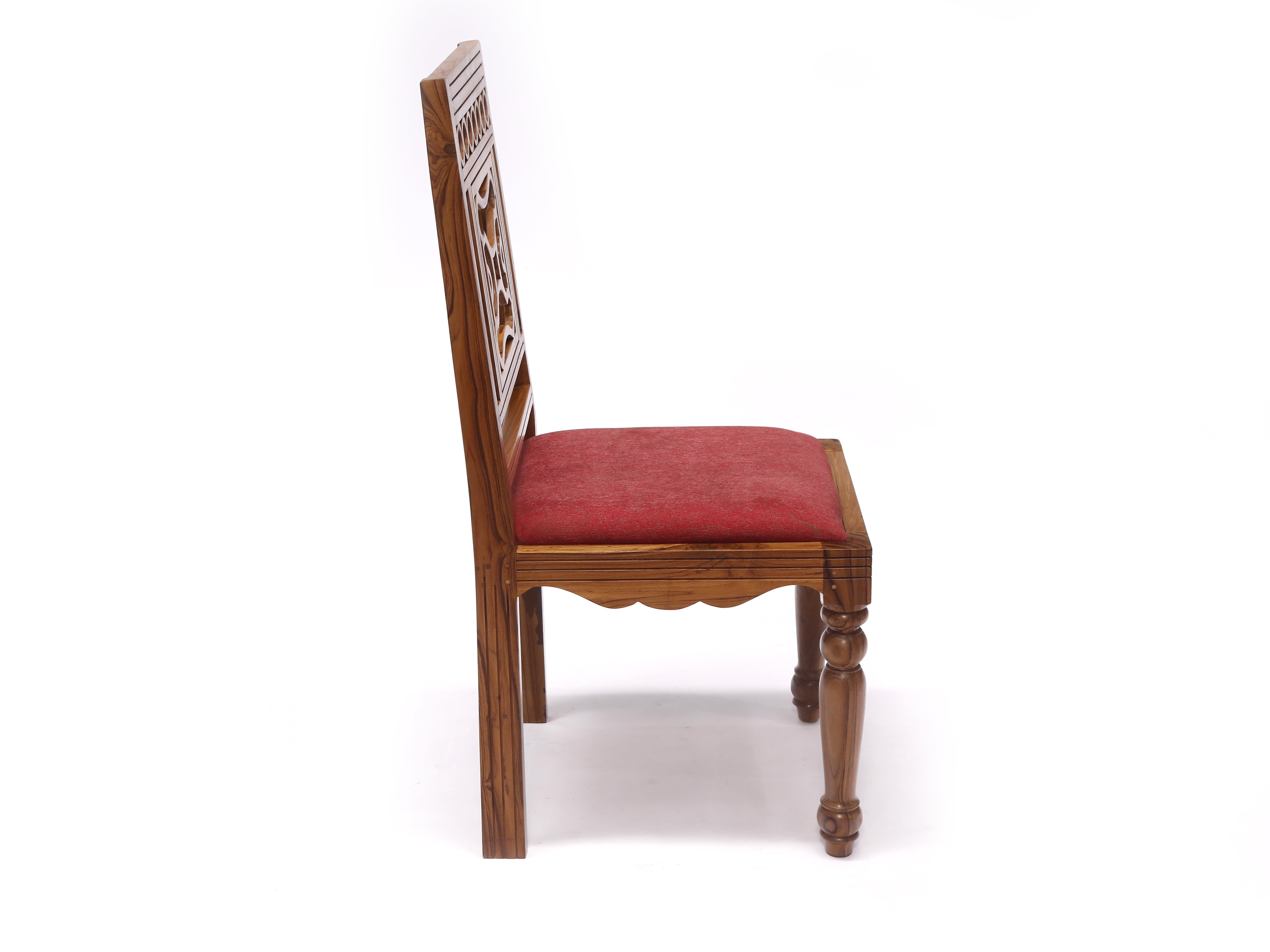 (Set of 2) Teak Wood Traditional Dinning office all purpose Chair red color Dining Chair