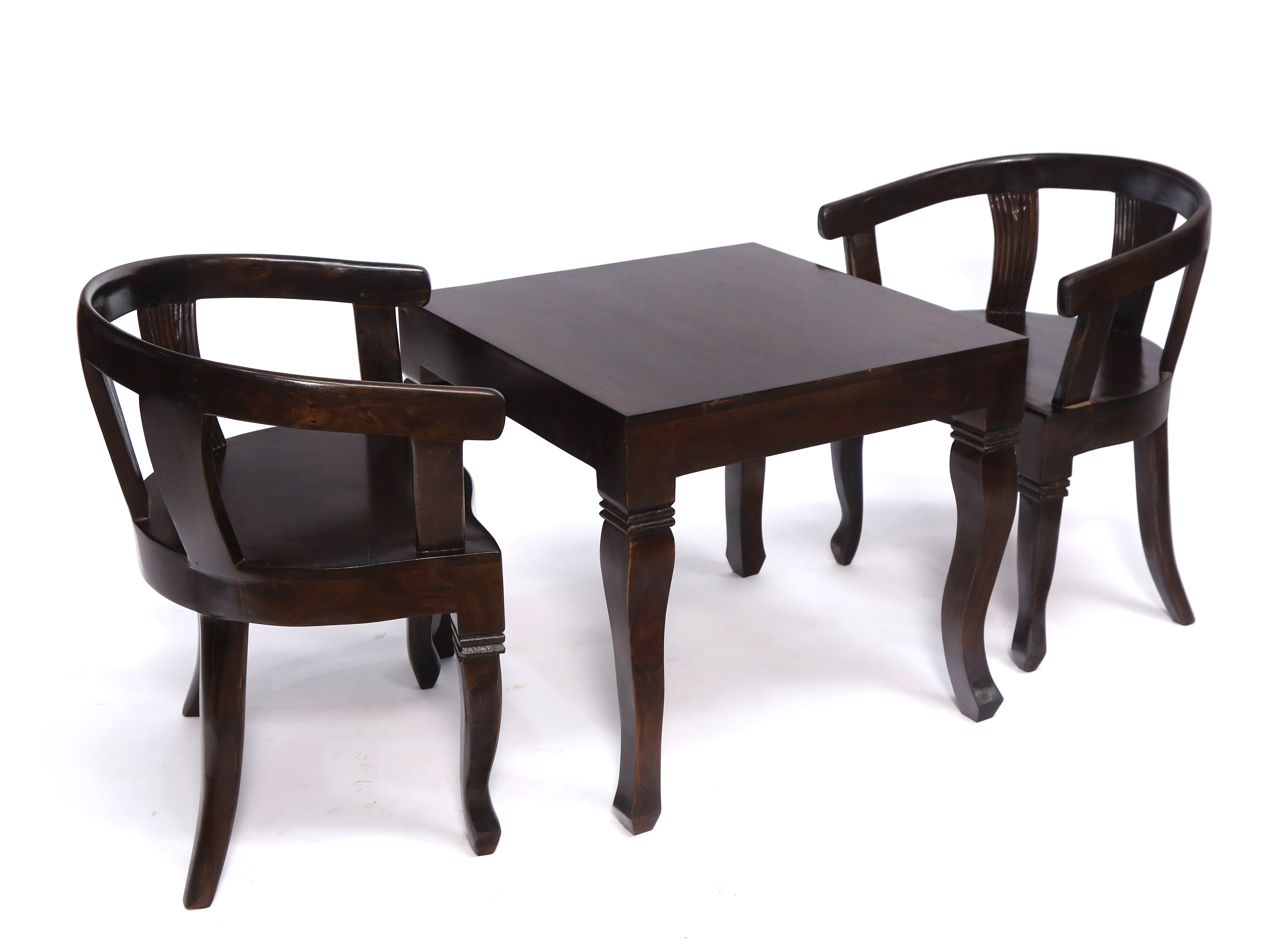 Wooden Curved Leg Tea Table Set Dining Set