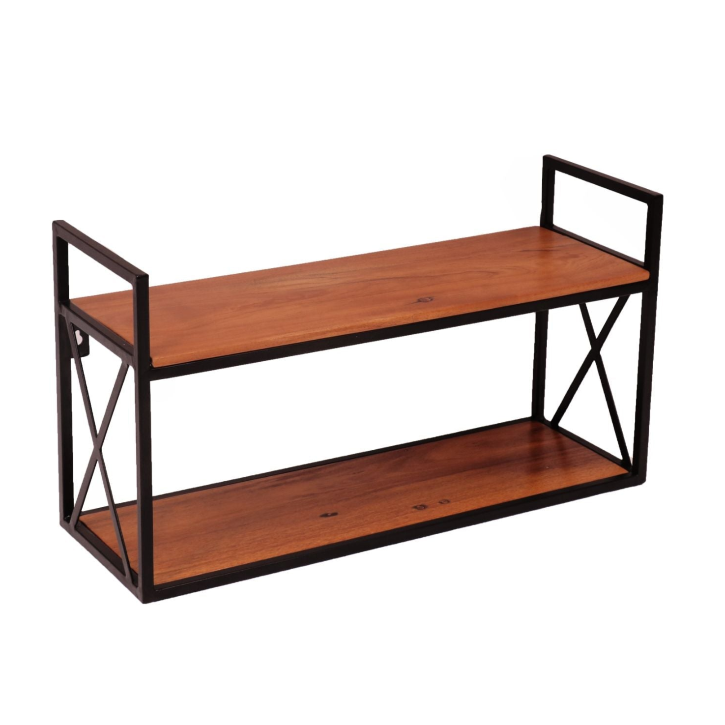 Wooden Wall Rack with Iron Frame Black Wall Rack