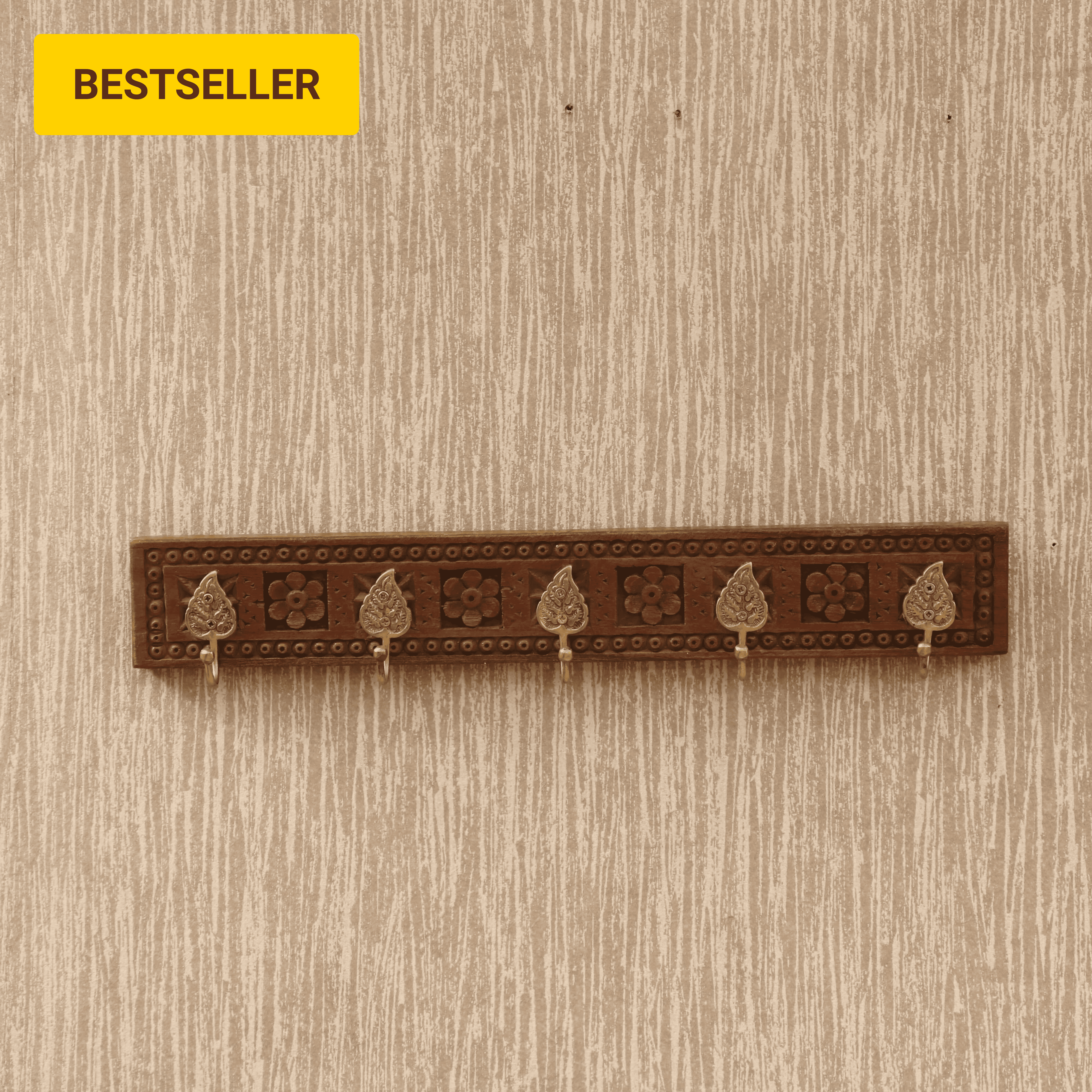 5 Hook Wooden Carved Cloth Hook Hook